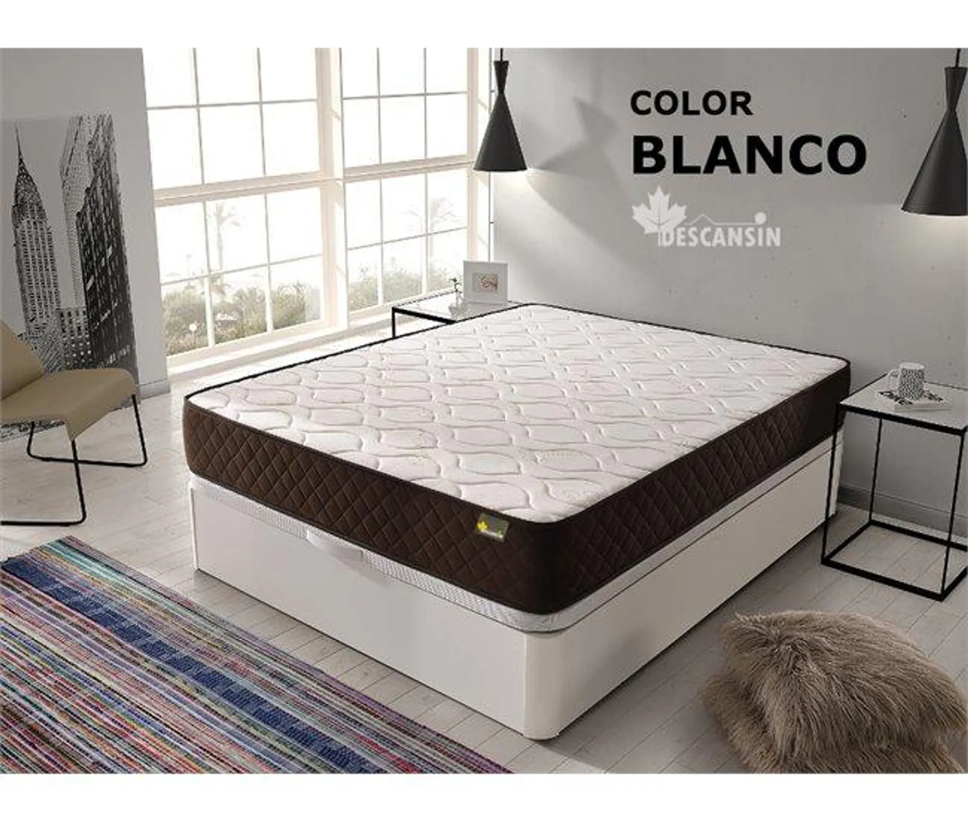 Pack Colchon + Canape Abatible Descansin | 90 x 190 | Blanco | Maxima Comodidad | Gran Almacenaje