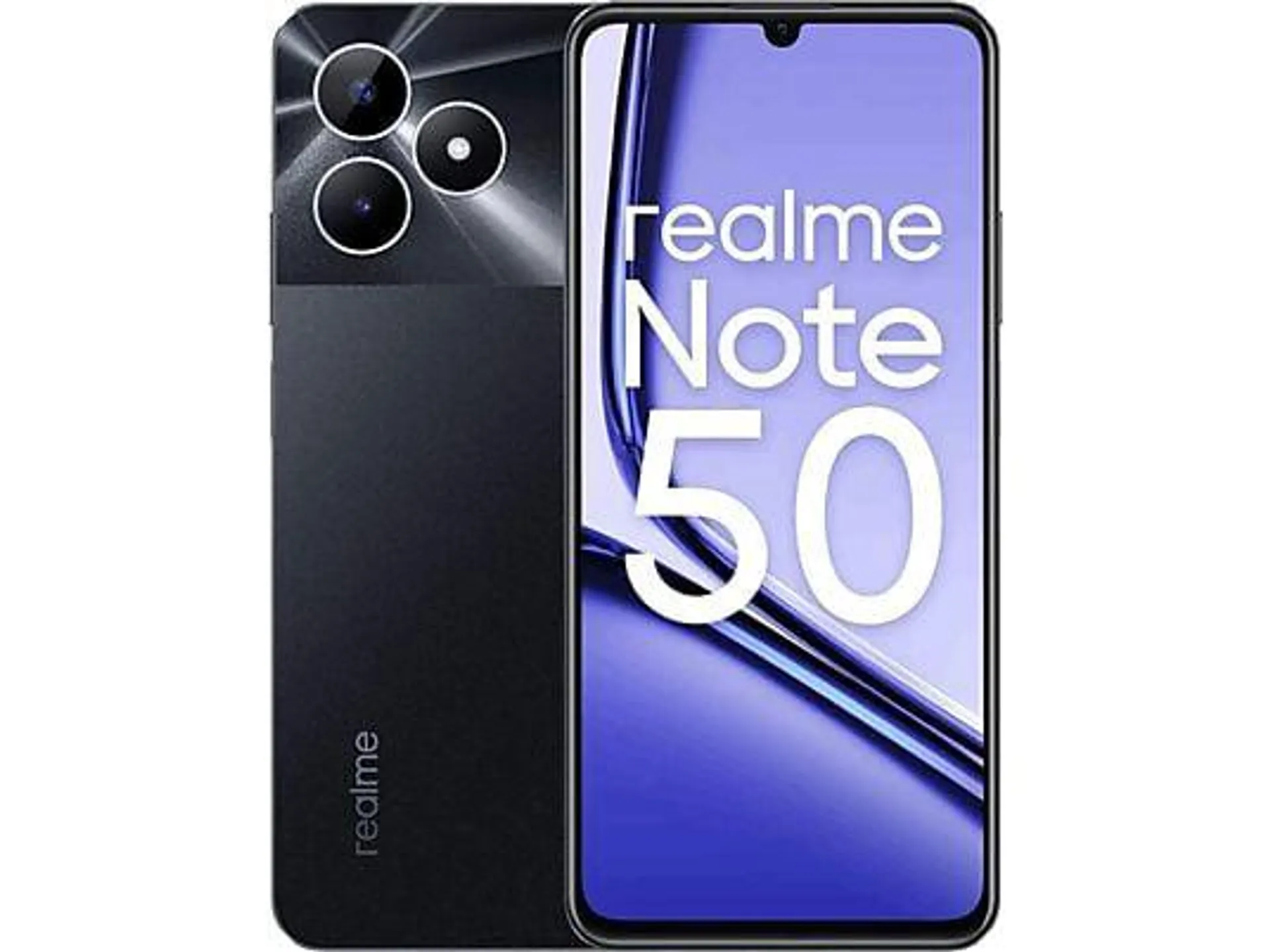 Móvil - realme Note 50, Midnight Black, 128 GB, 4GB, 6.7" HD+, Unisoc T612, 5000 mAh, Android