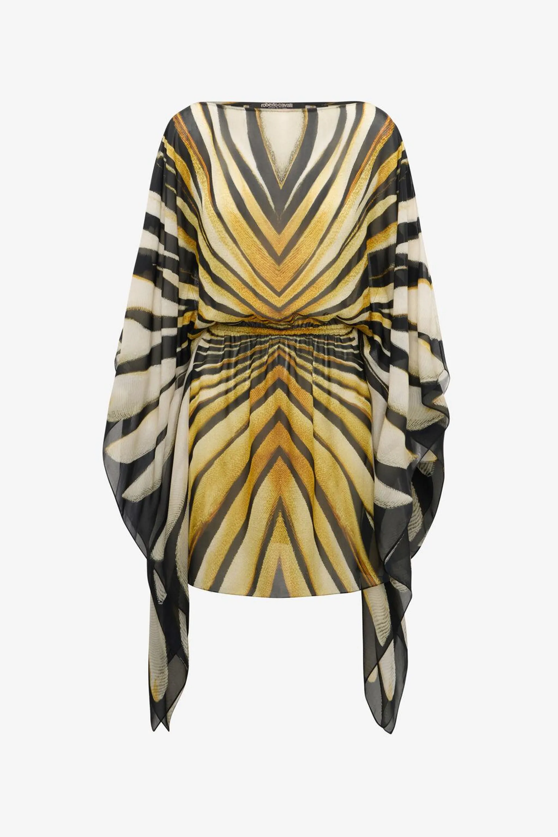 Ray Of Gold Print Chiffon Short Caftan