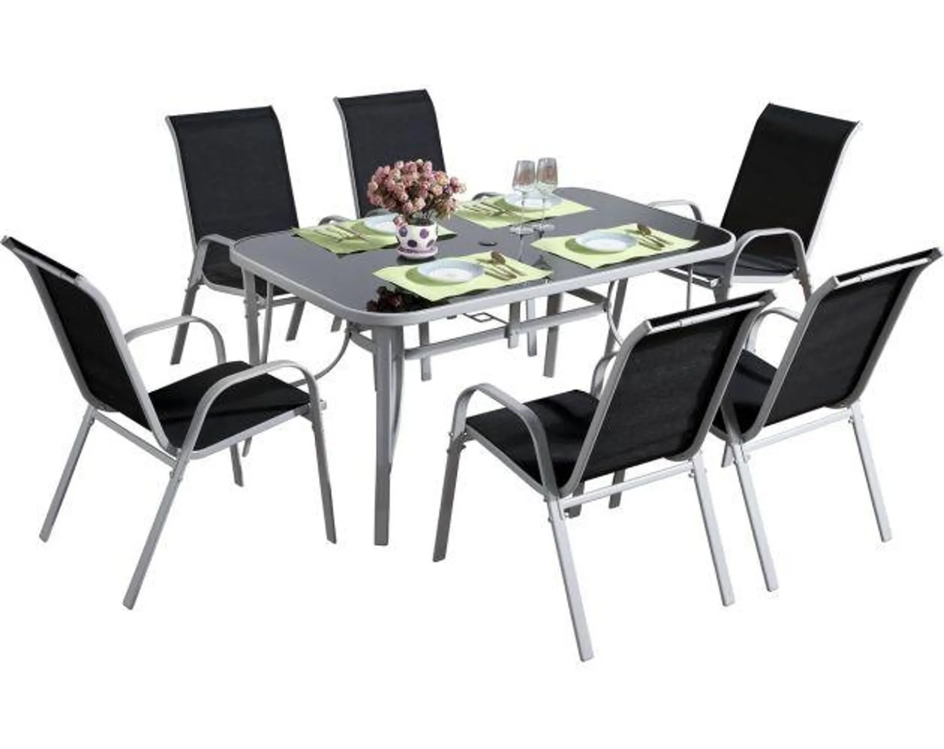 Comedor de jardín en textileno cordoba - "phoenix" - negro