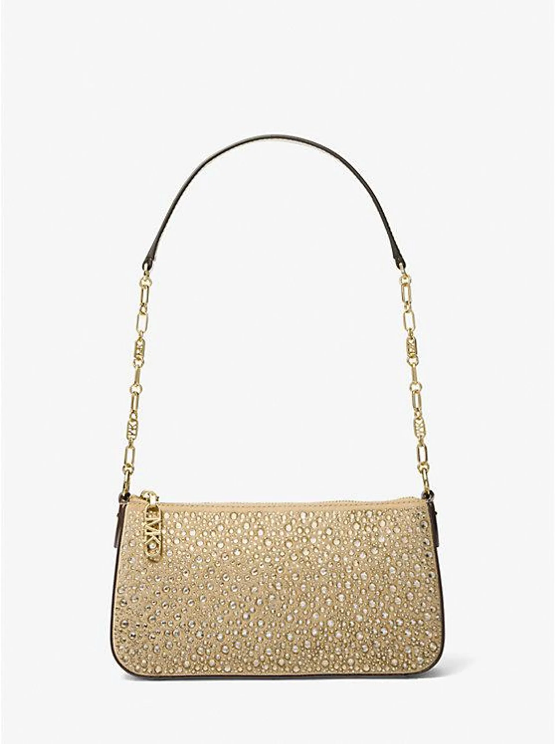 Empire Medium Embellished Suede Chain-Link Pochette