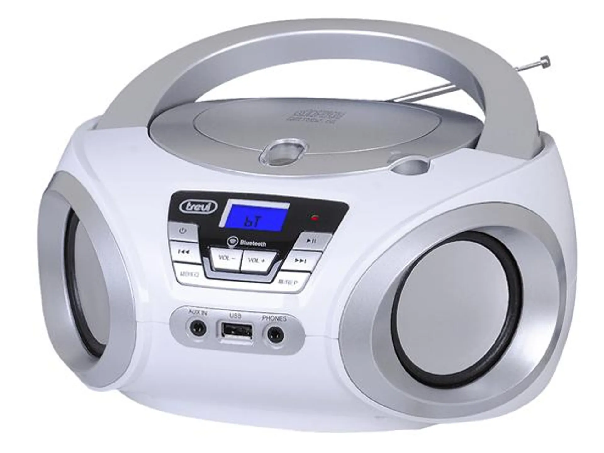 BOOMBOX ESTEREO PORTA TIL CD BLUETOOTH USB AUX-IN TREVI CMP 544 BT BLANCO