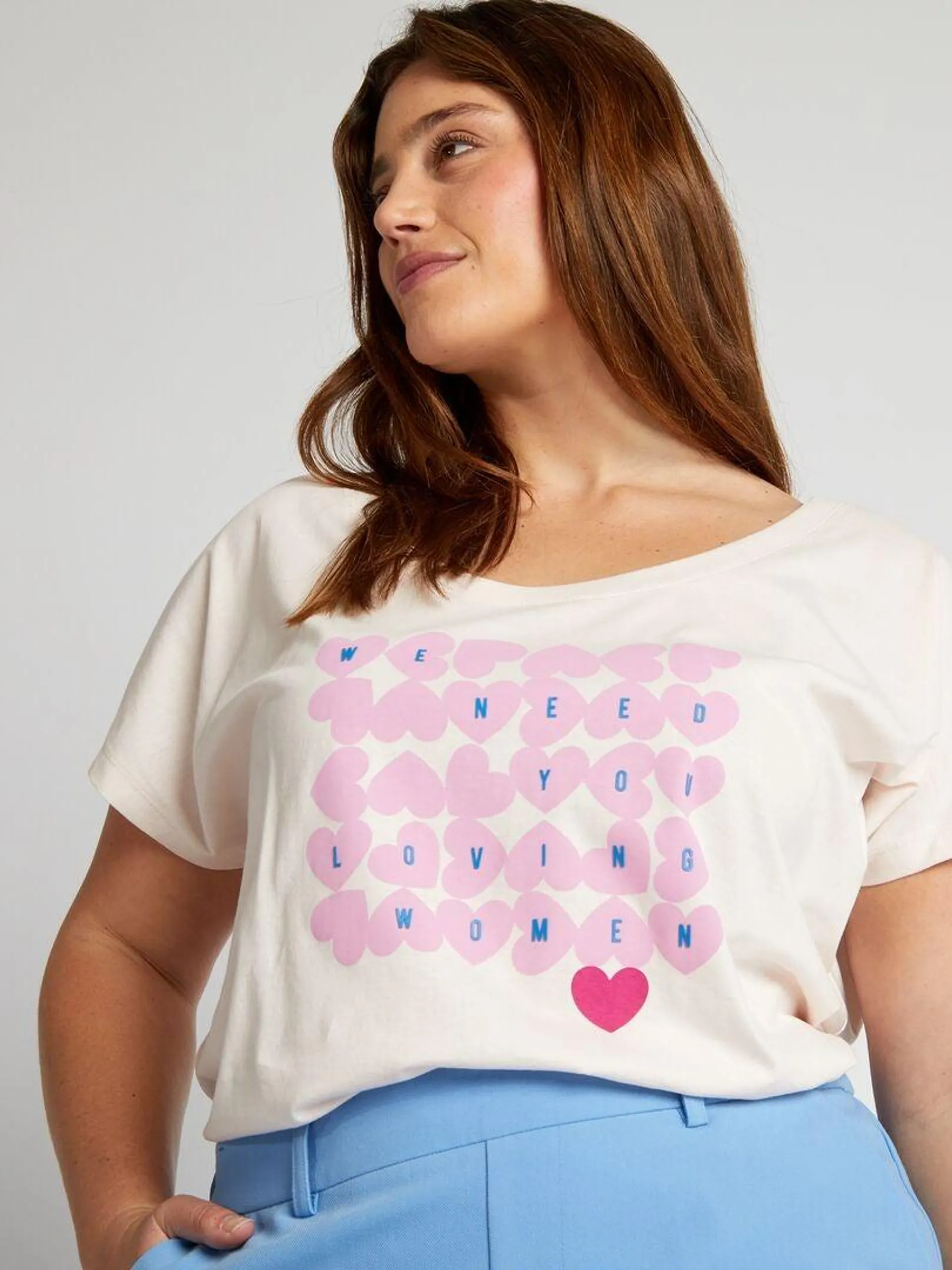 Camiseta de algodón con estampado - ROSA