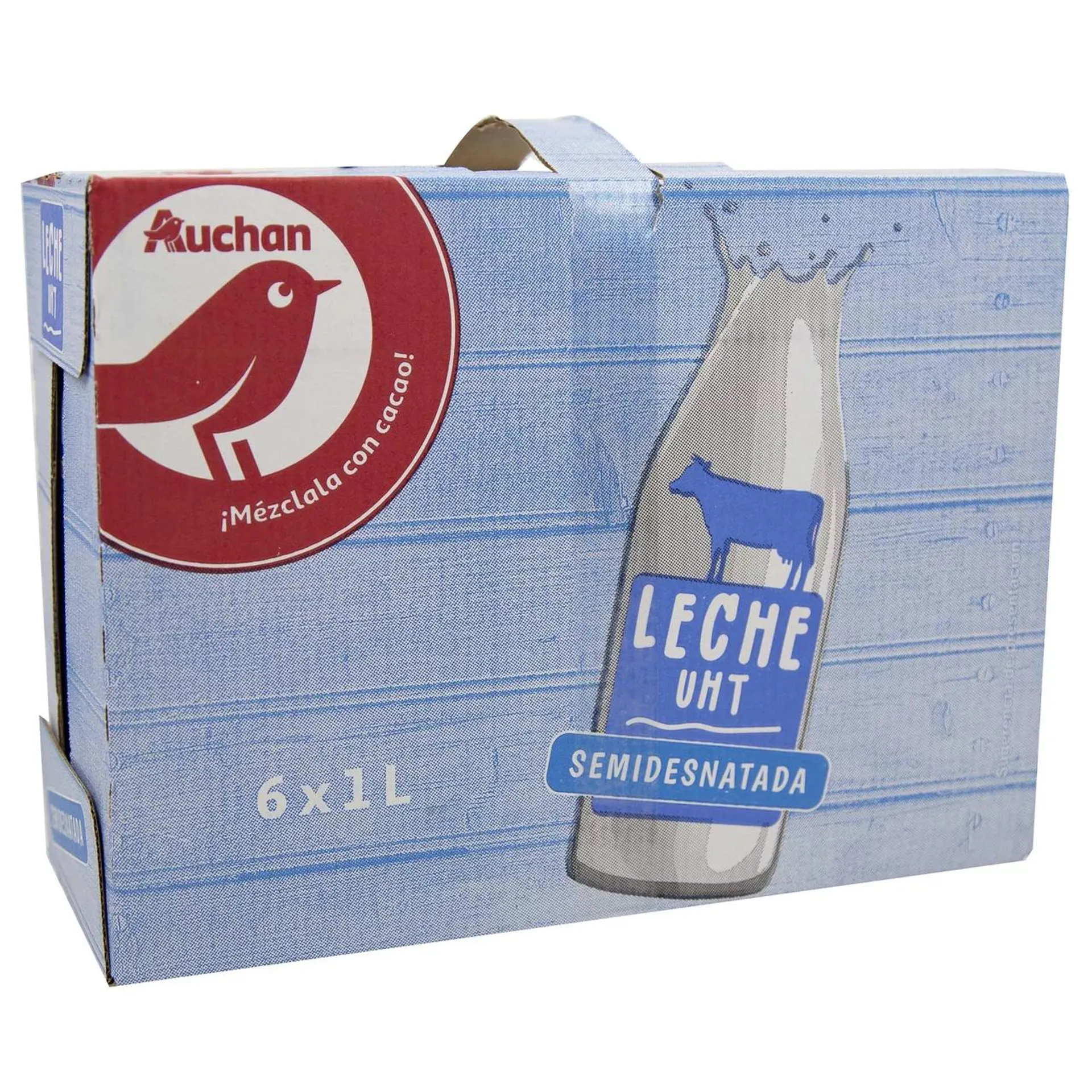 AUCHAN Leche semidesnatada de vaca 6 x 1l. Producto Alcampo