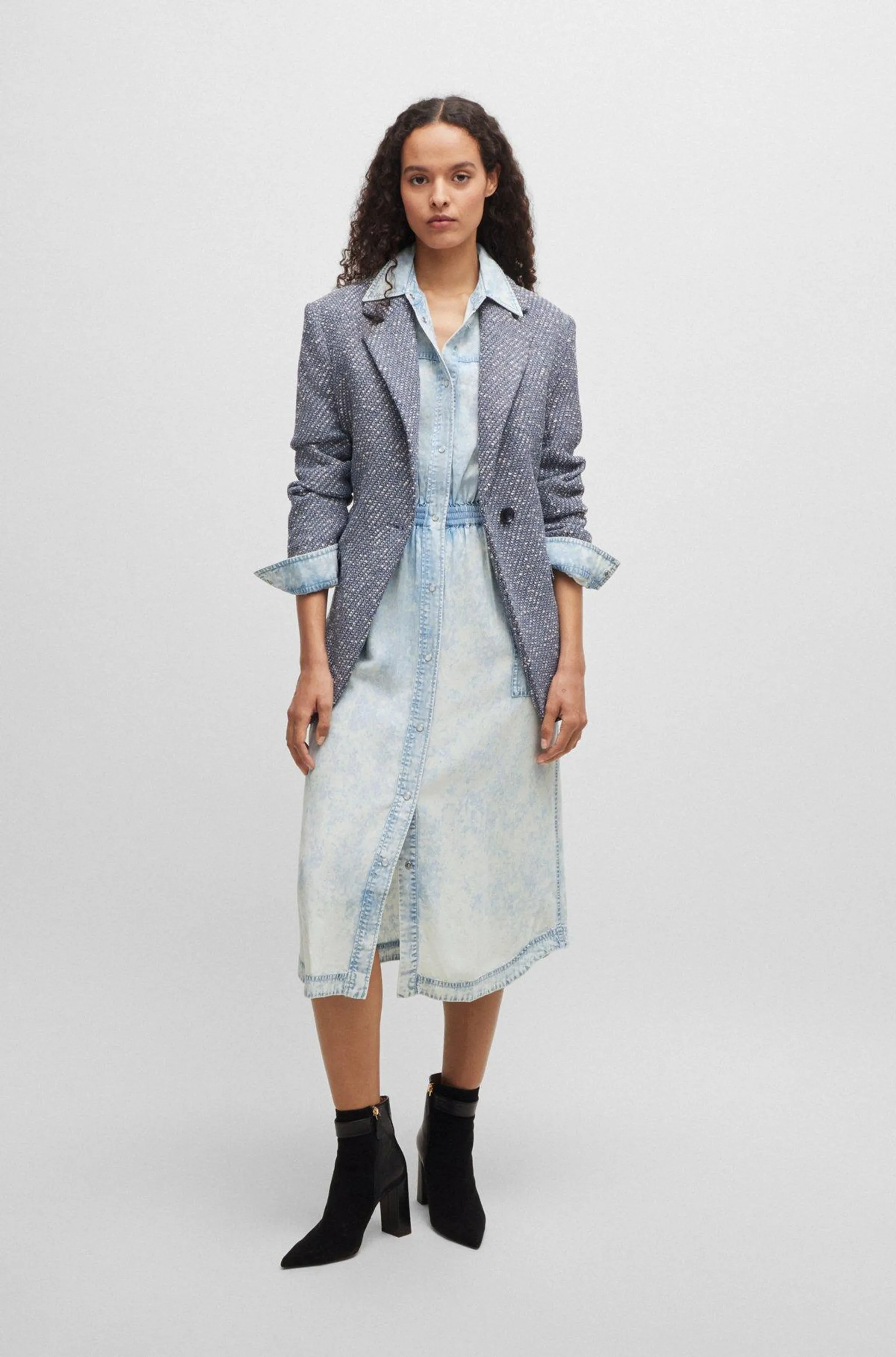 Regular-fit shirt dress in denim-effect fabric