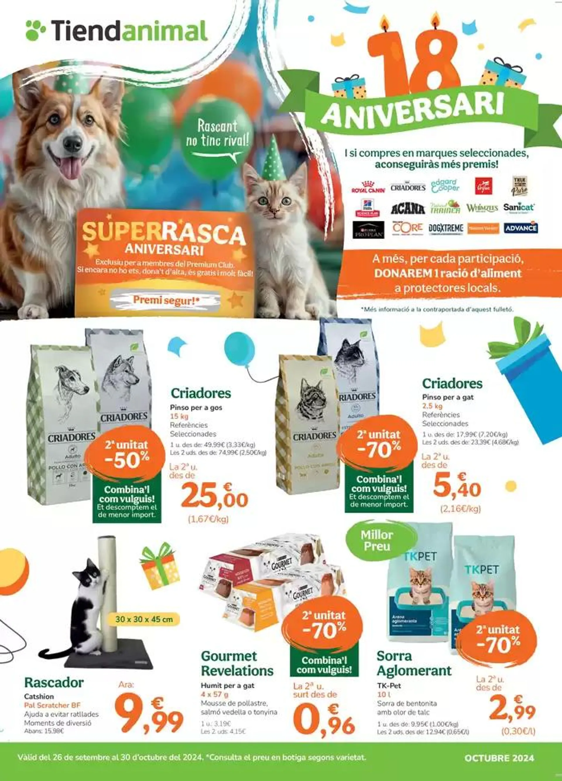 Catálogo de 18 Aniversari TIENDANIMAL 26 de septiembre al 30 de octubre 2024 - Página 1