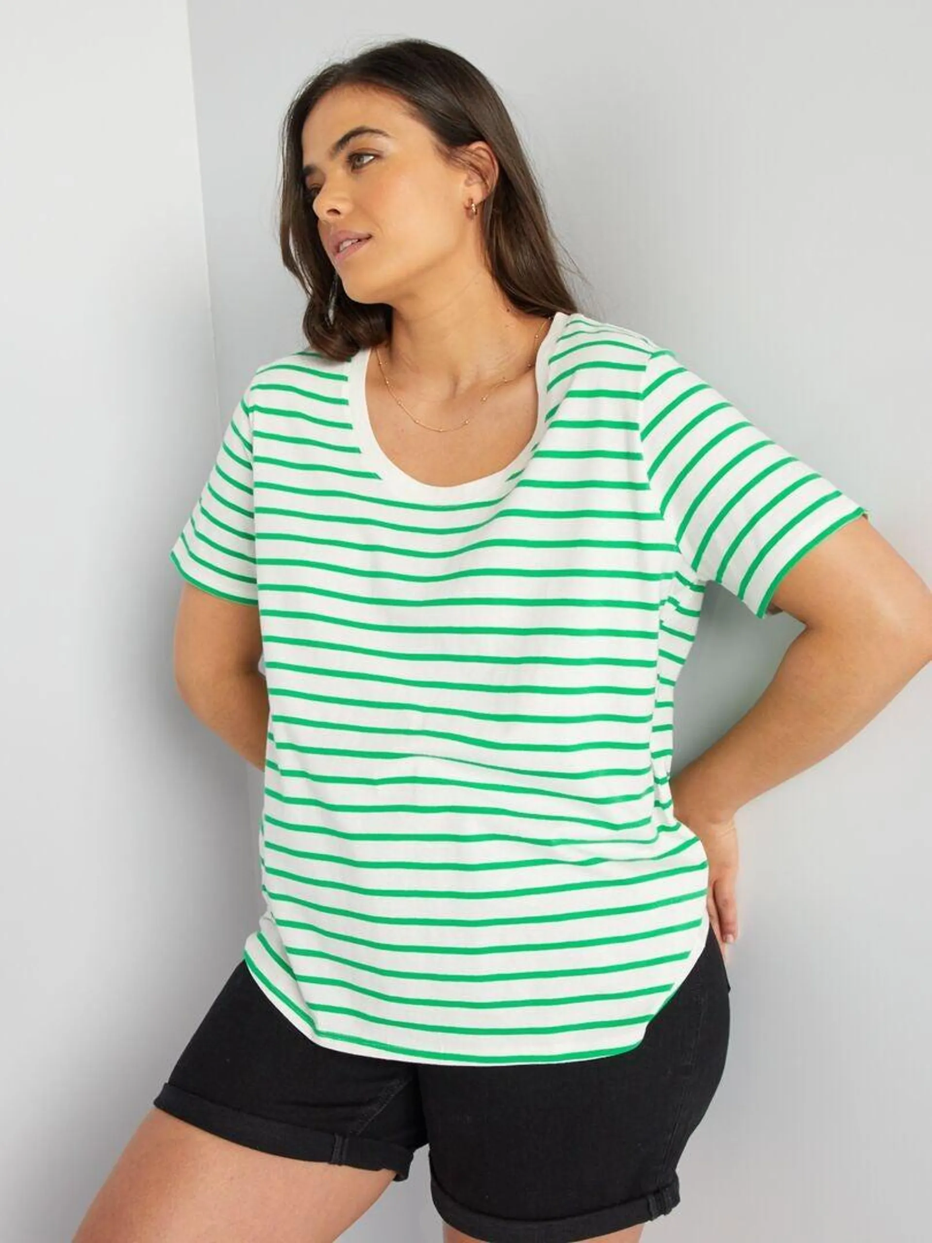 Camiseta de algodón con estampado - VERDE