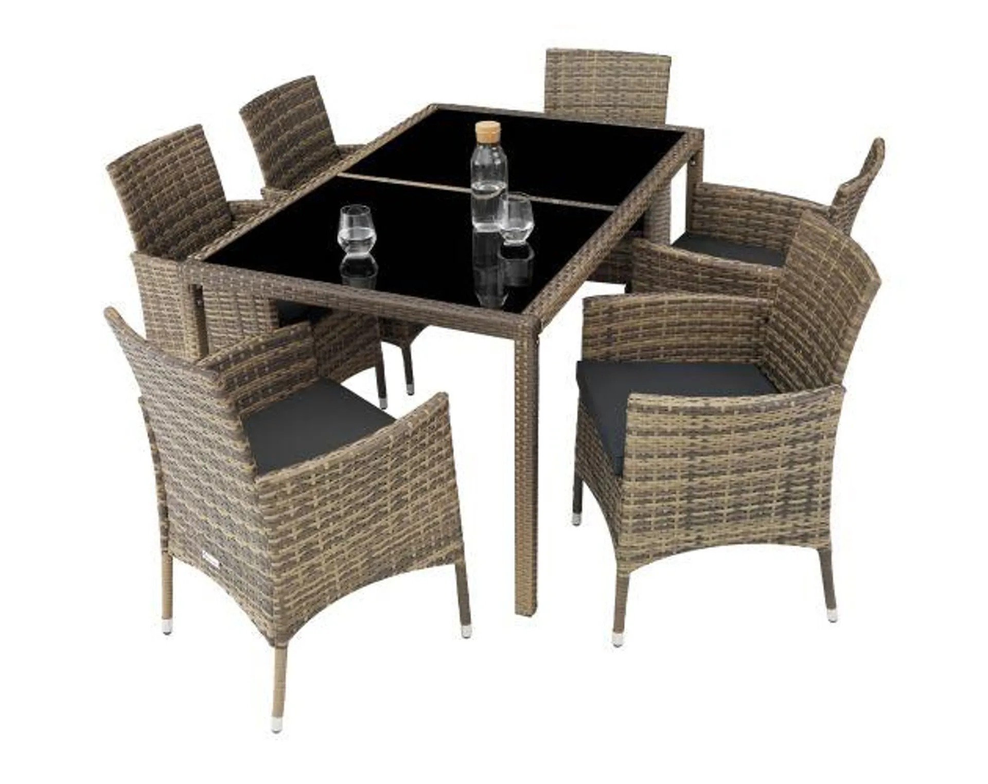 Conjunto de ratán 6+1, beige