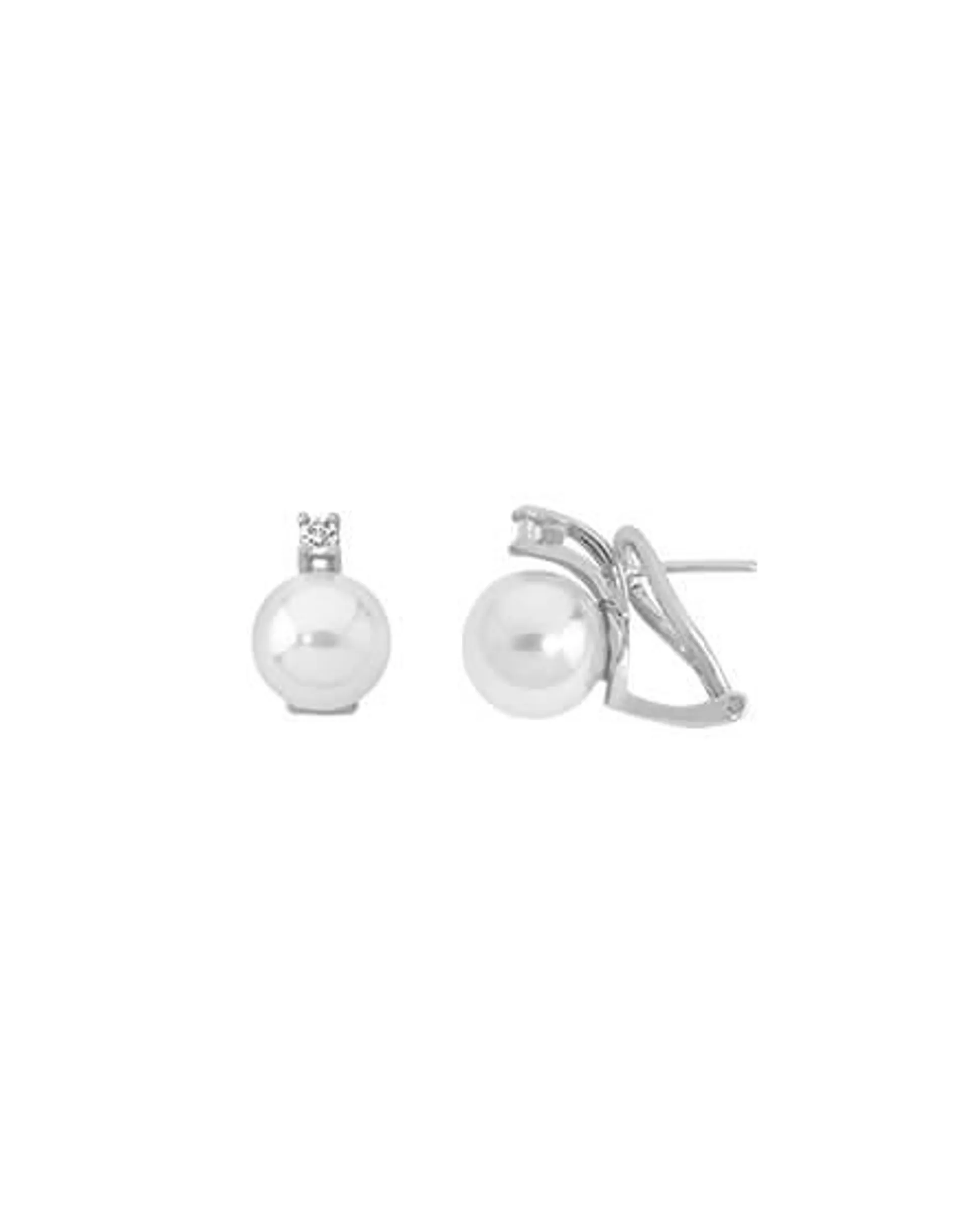 Pendientes Selene plata con perla blanca 10mm y circonitas