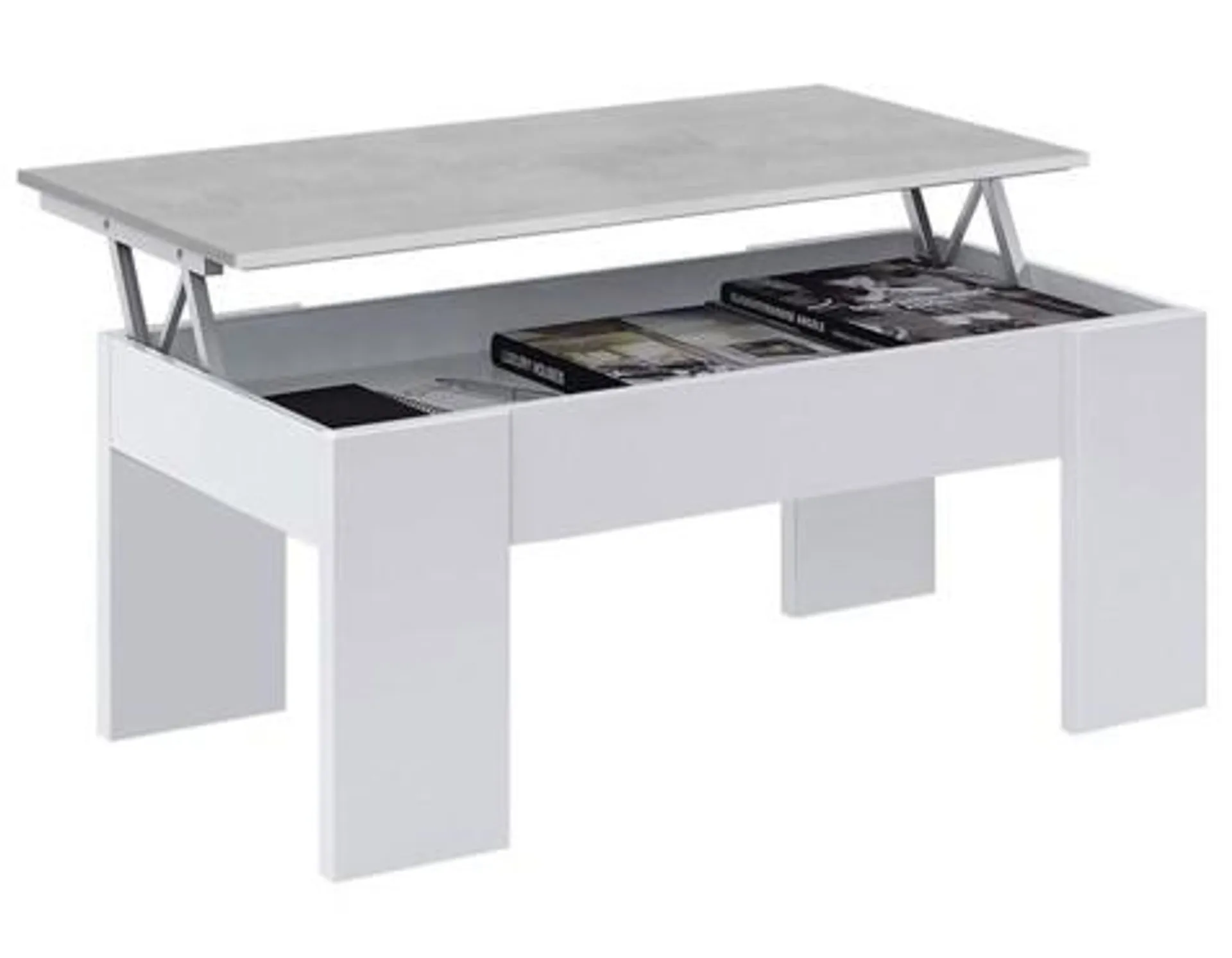 Mesa De Centro Elevable Ambit Cemento Blanco Artik