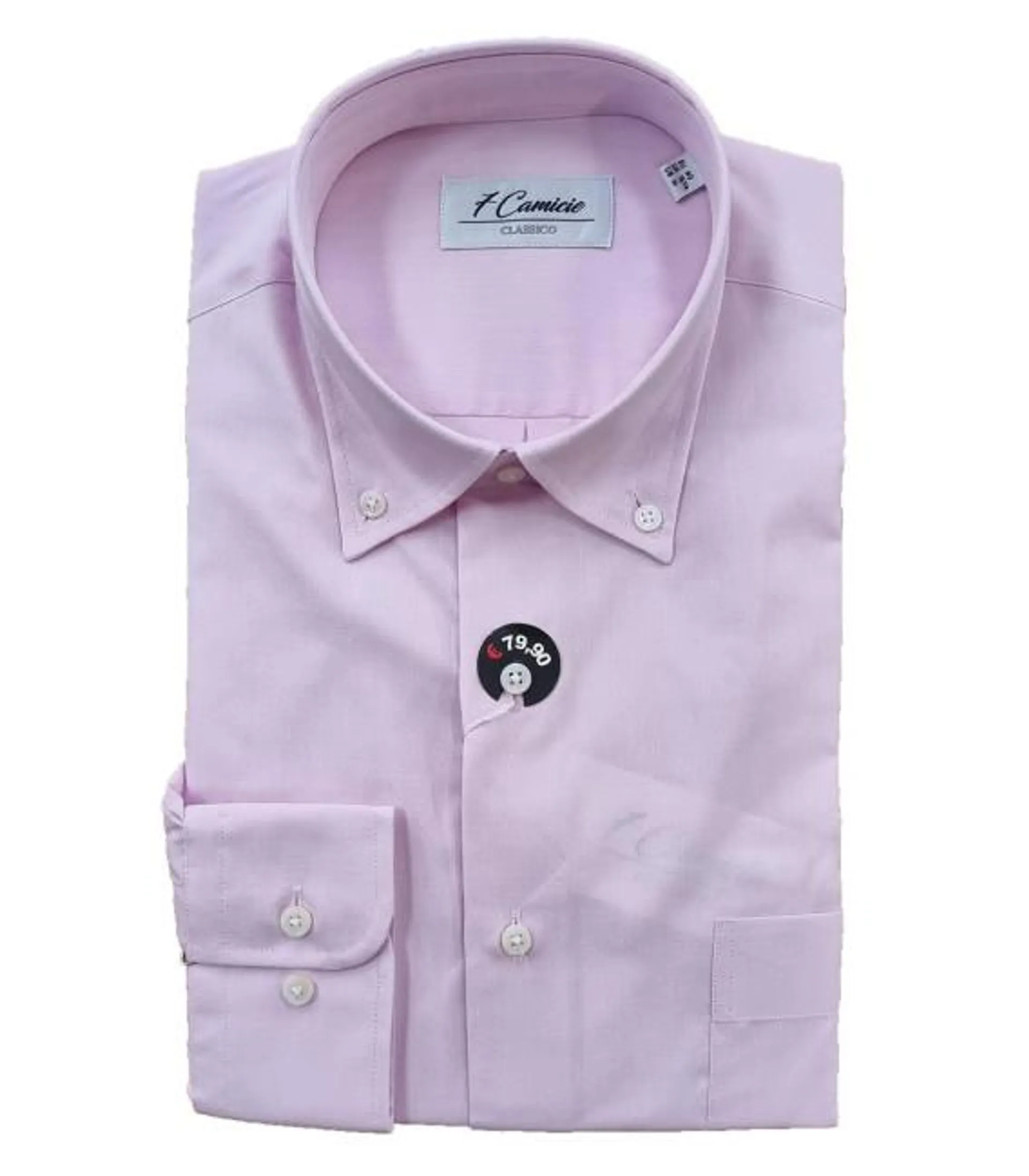 Camisa de hombre con 1 boton y bolsillo Super Oxford Liso Rosa