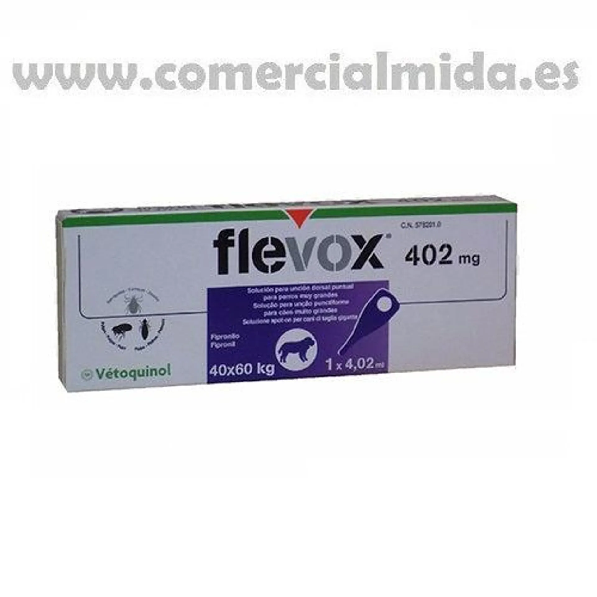 Pipetas FLEVOX para perros 40-60 Kg anti pulgas y garrapatas