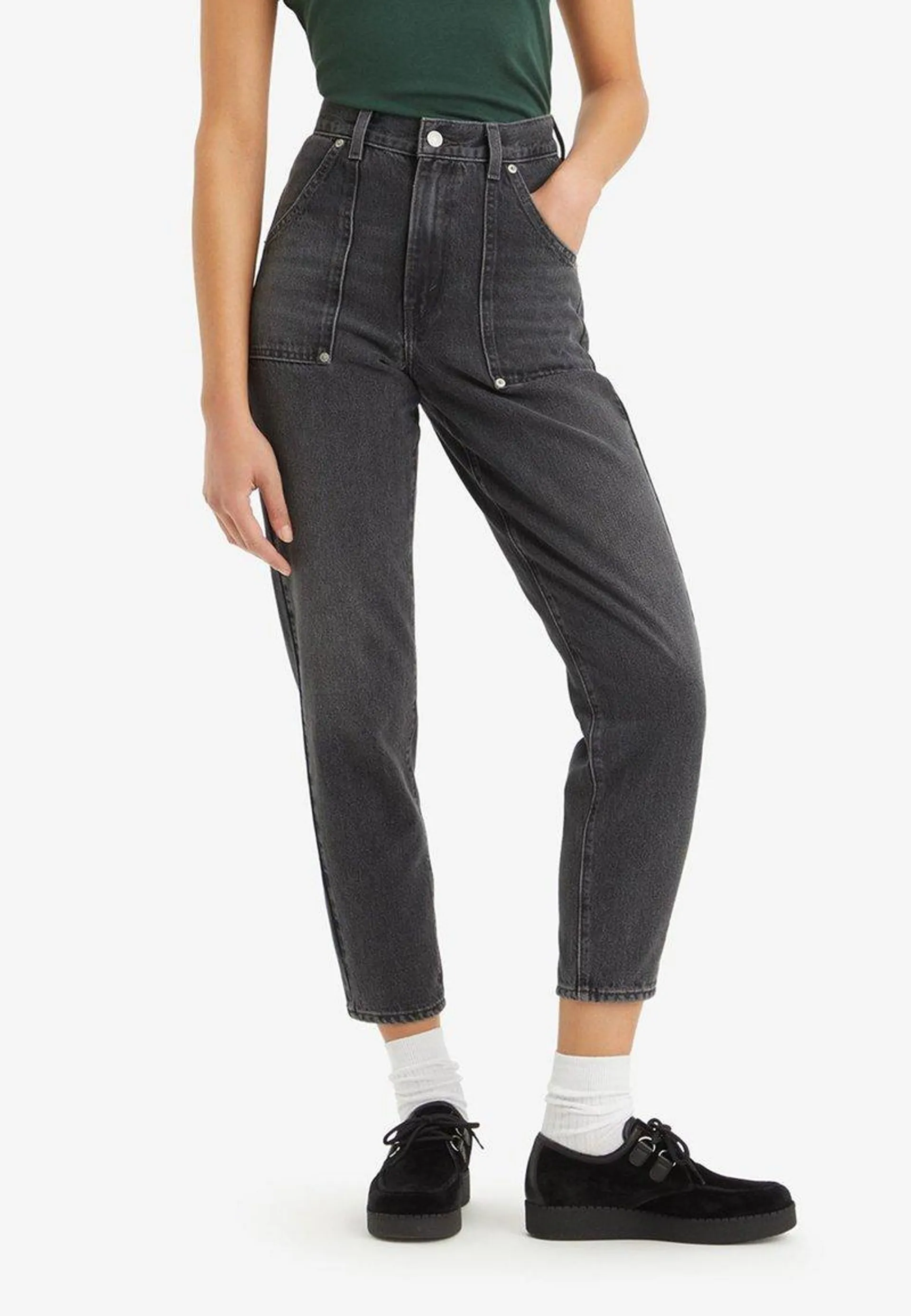 HIGH WAISTED MOM JEAN WORKWEAR - Vaqueros tapered - square peg