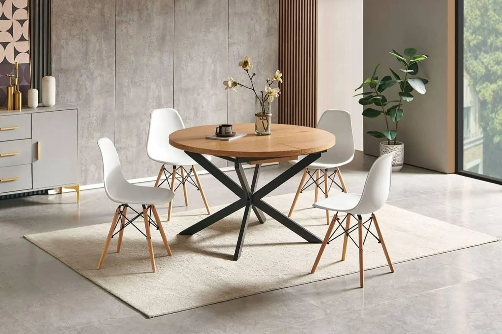 Mesa de salón circular Extensible JABKO Natural