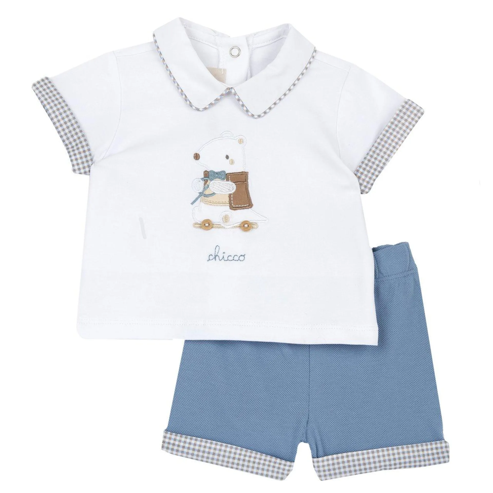 Conjunto de polo y pantalón corto bebés oso