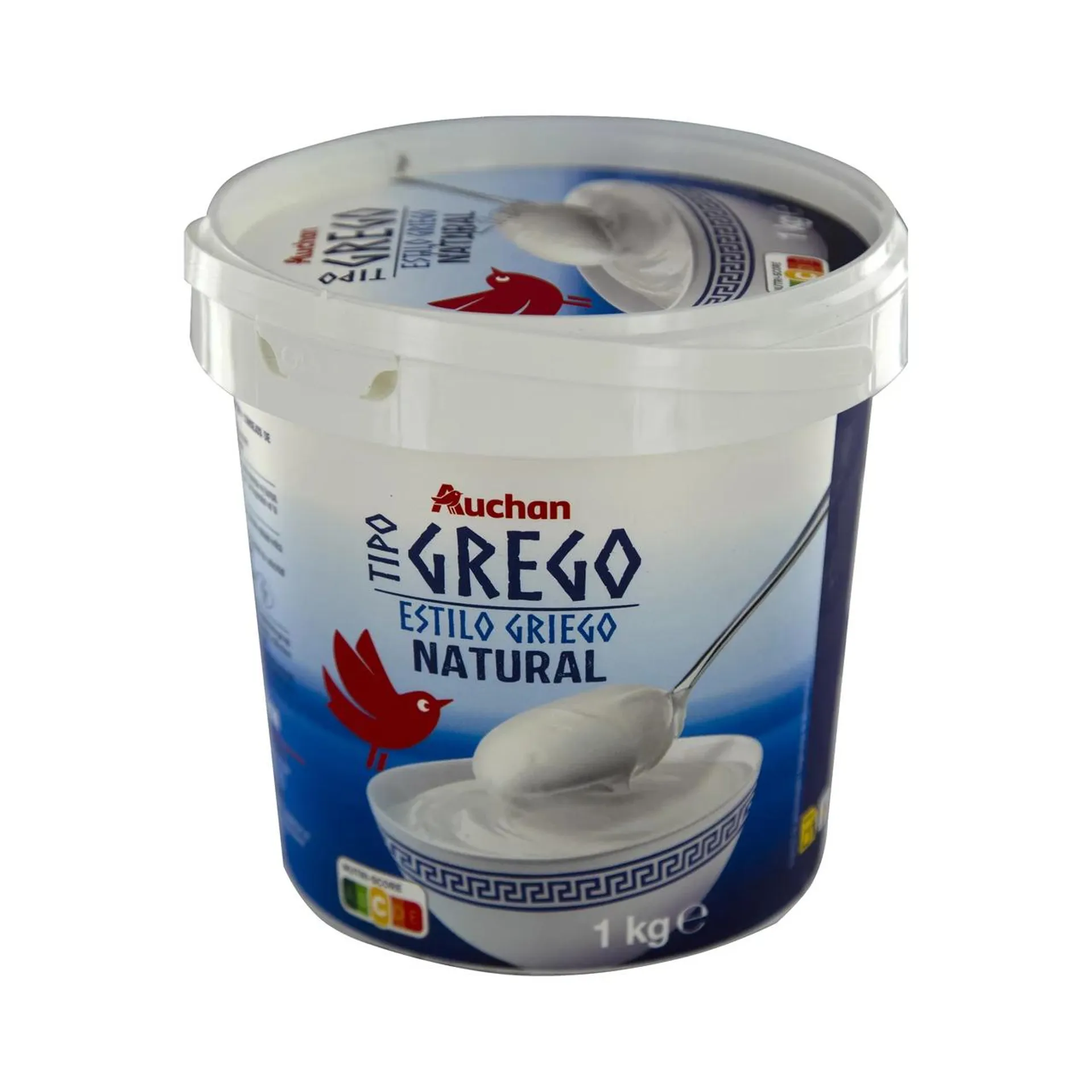 AUCHAN Yogur estilo griego natural 1 kg. Producto Alcampo