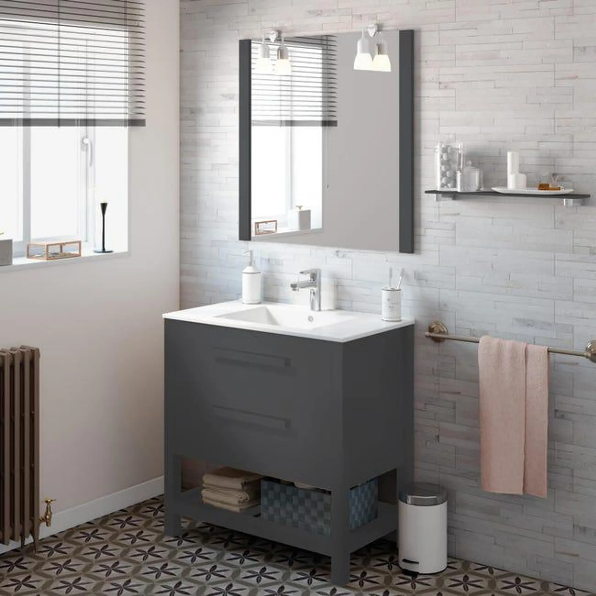 Mueble de baño con lavabo Amazonia antracita 80x45 cm