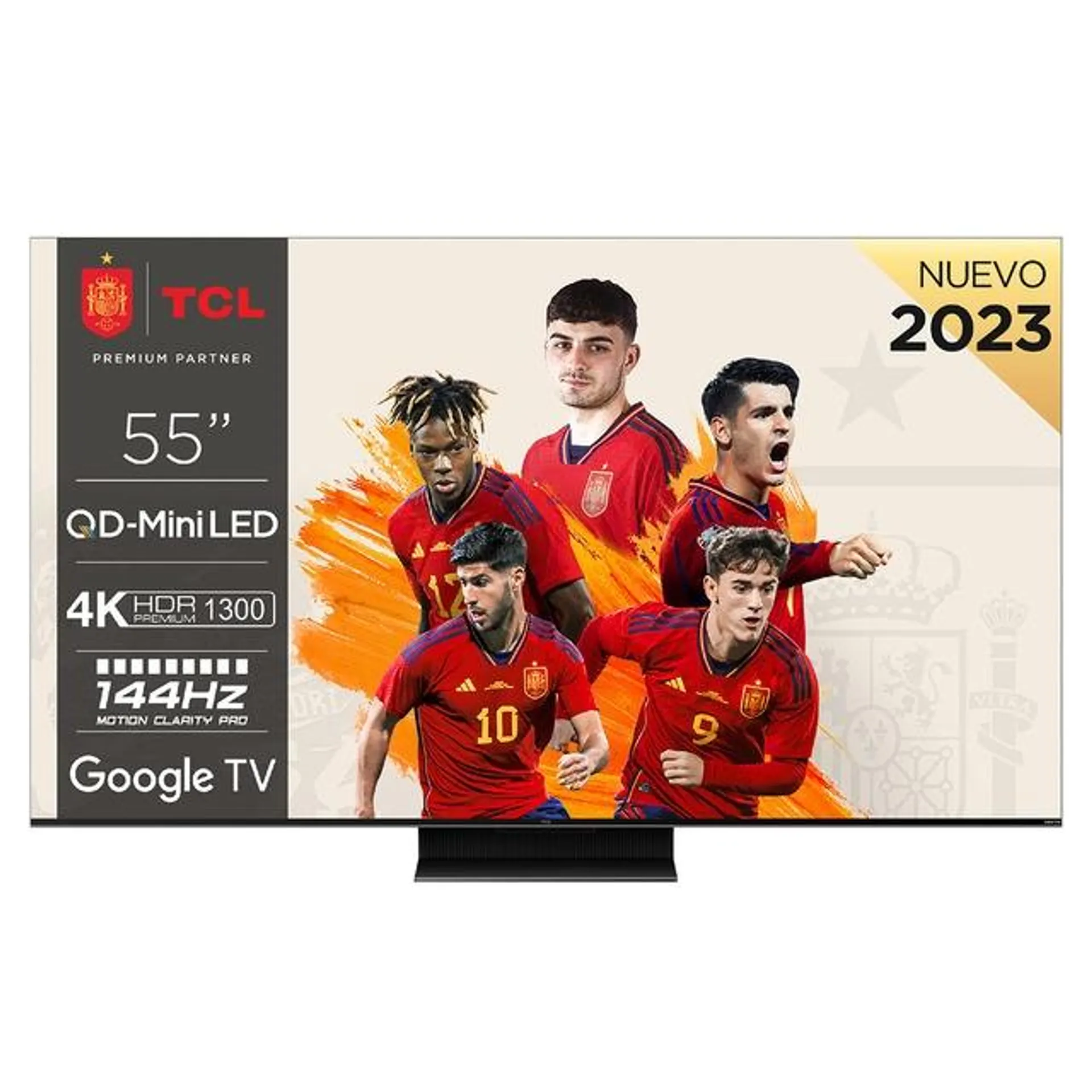 TV QD Mini LED 139 cm (55") TCL 55C805, 4K UHD 1300 nits, Smart Google TV Dolby Vision y Atmos, sonido Onkyo 2.1, Motion Clarity Pro de 144 Hz