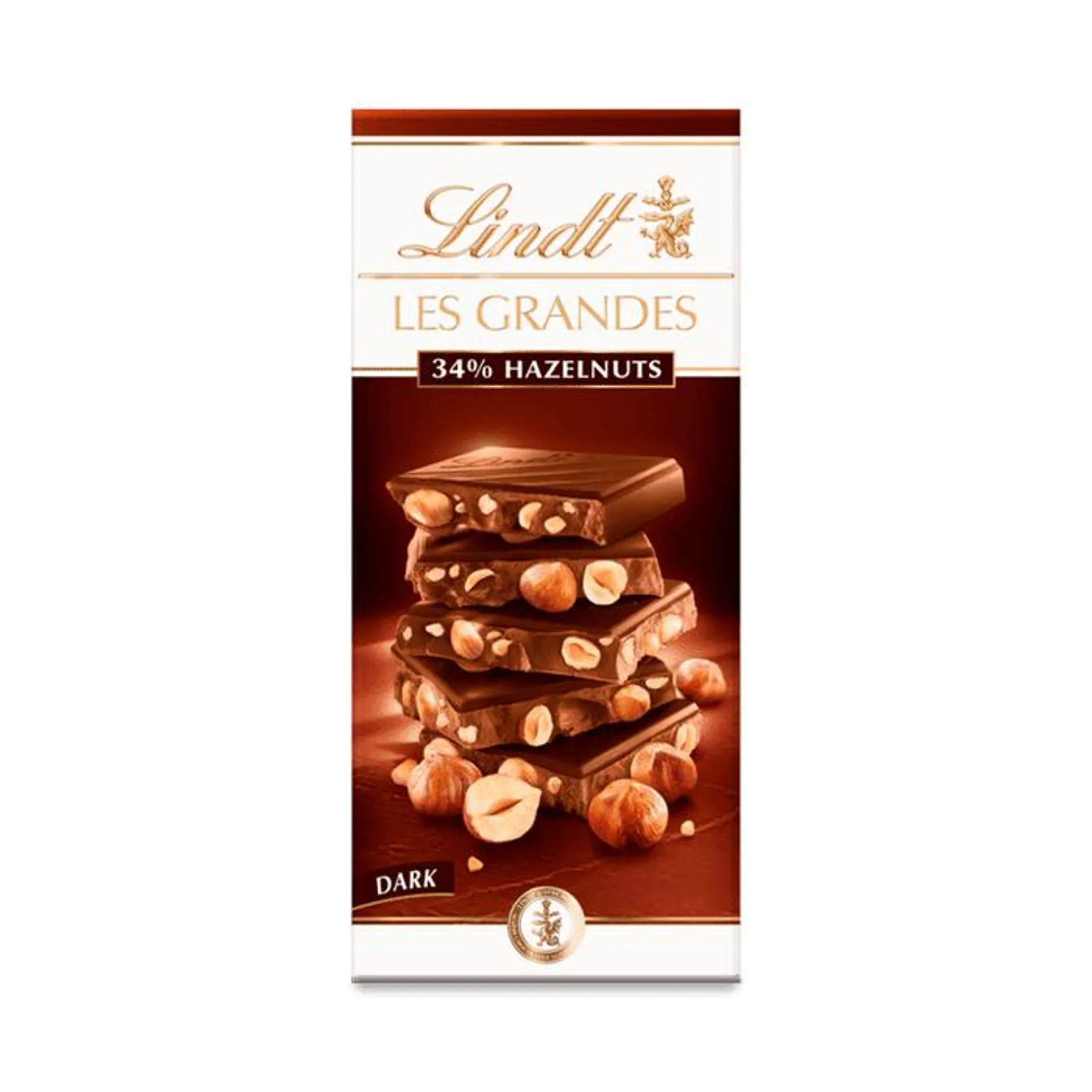 Tableta de Chocolate Lindt LES GRANDES Chocolate Negro Avellanas 34% - Lindt