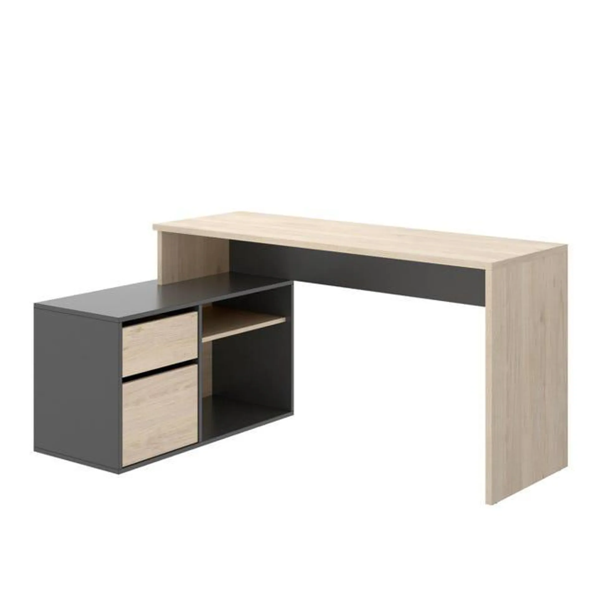 Mesa de escritorio Iain roble y gris 139x92x75 cm