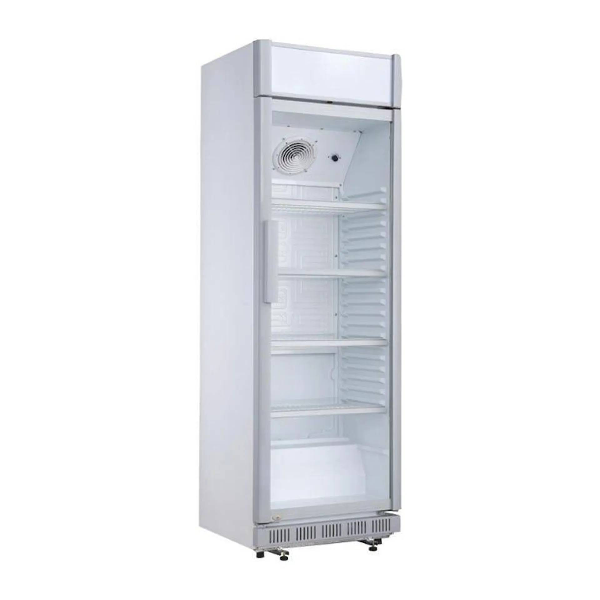 Frigorífico expositor para bebidas con panel iluminado, blanco, con puerta de vidrio, con cerradura, Polar 346L CC064