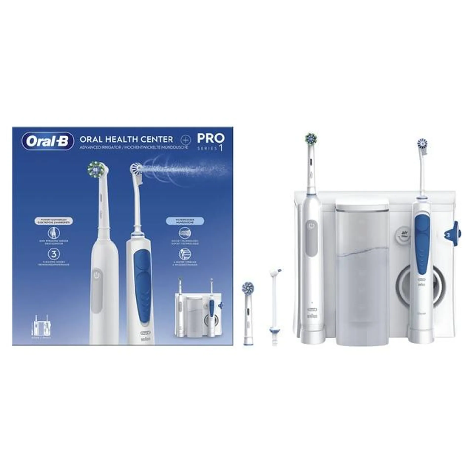 Irrigador dental Oral b - Braun + Cepillo de dientes eléctrico Pro Series 1