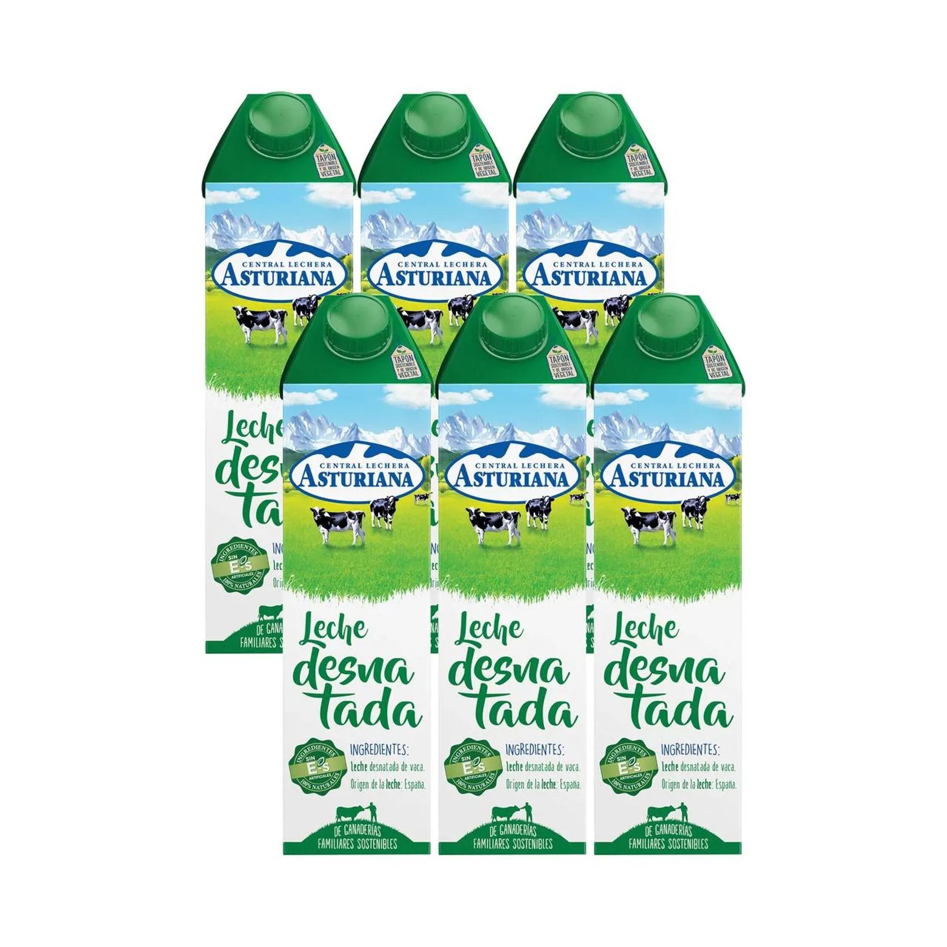 CENTRAL LECHERA ASTURIANA Leche de vaca desnatada de origen español 6 x 1l.