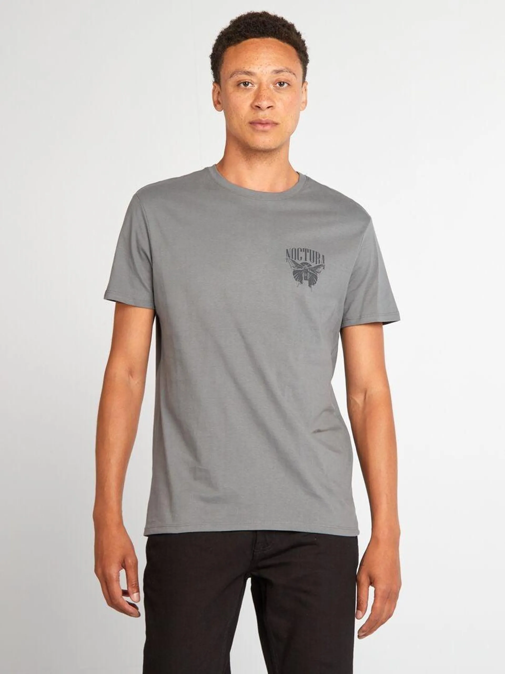 Camiseta de algodón estampada con corte recto - GRIS