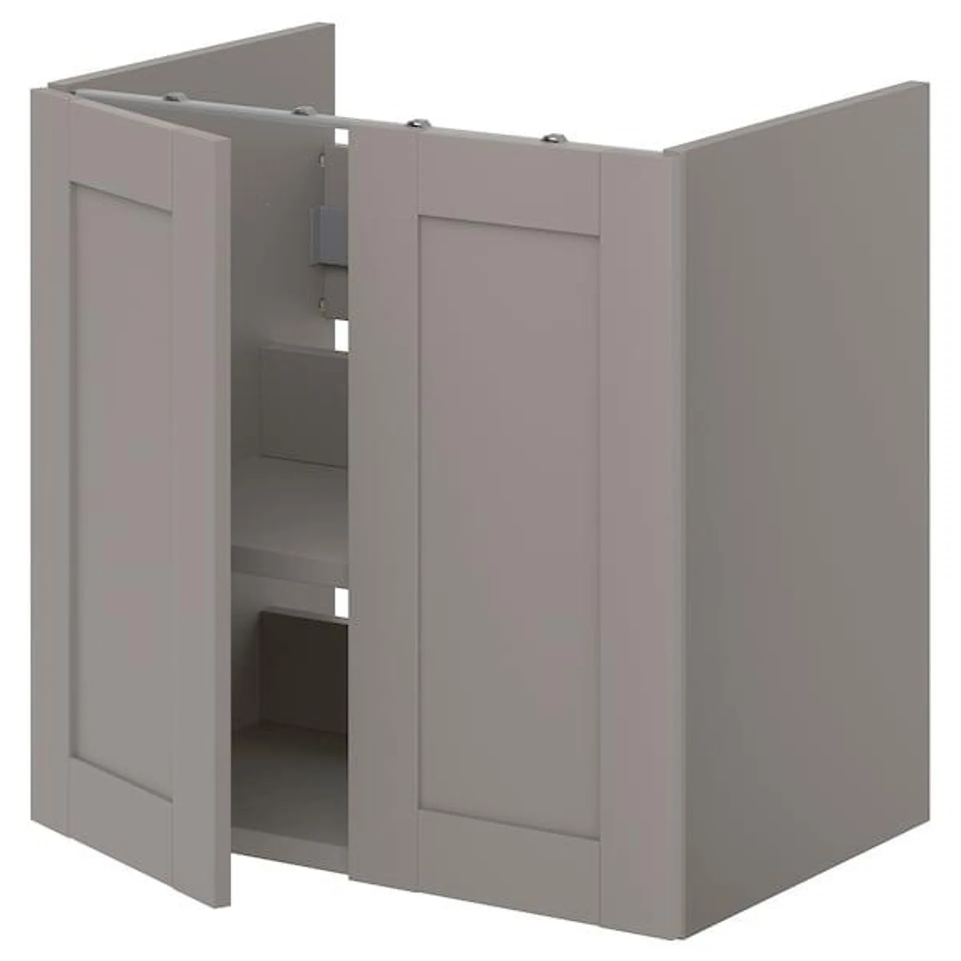 Mueble lavabo con balda/puertas, gris/marco gris,