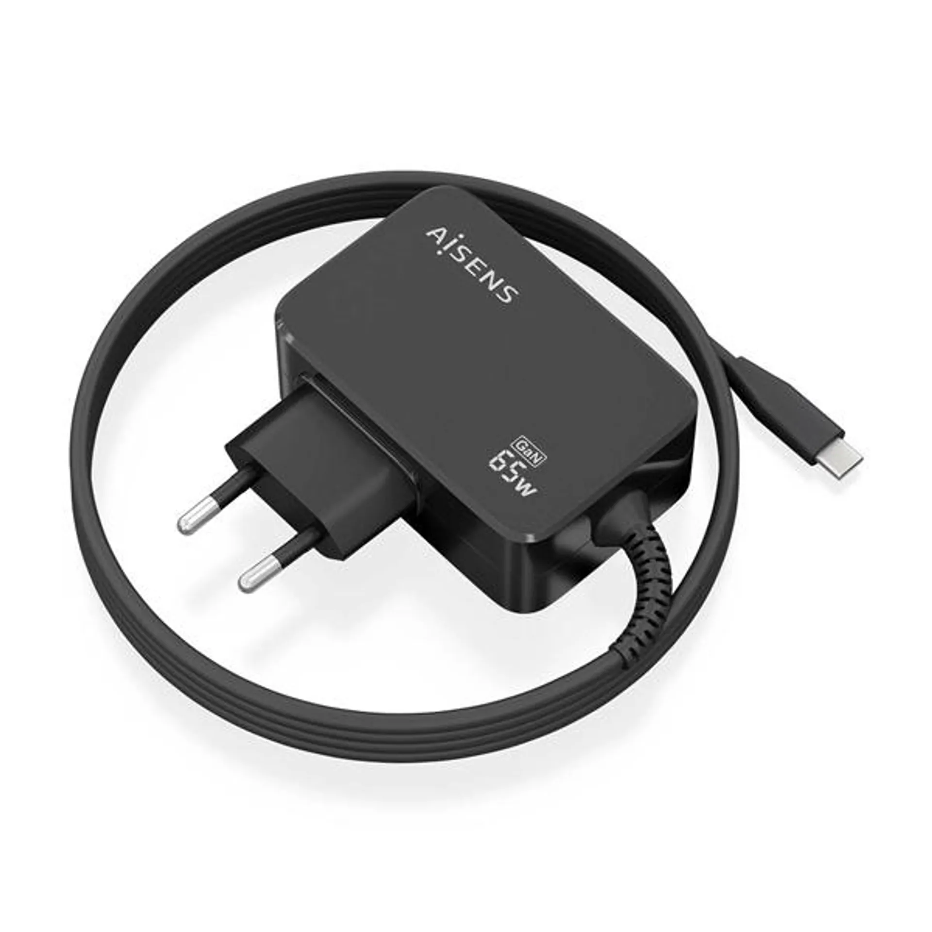 AISENS CARGADOR GAN 65W PD3 0 1XUSB C 1 8M NEGRO