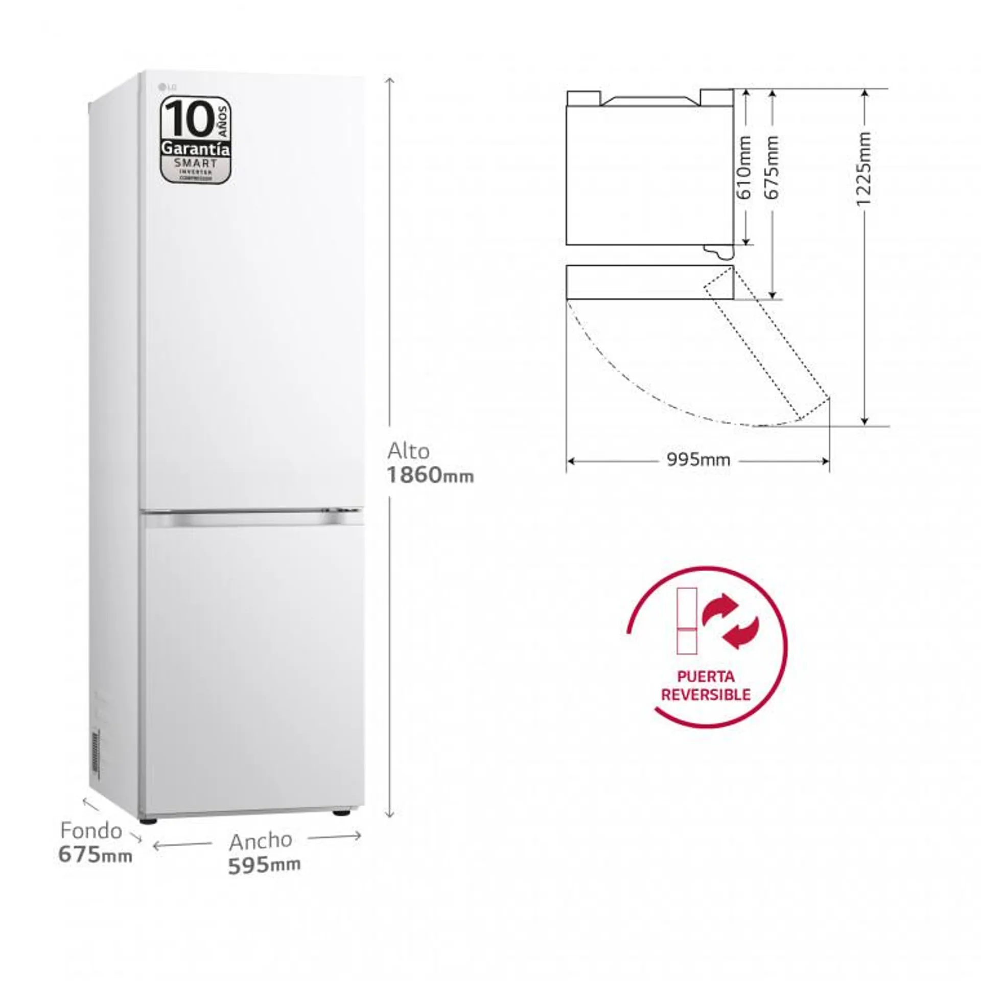 Outlet Frigorífico Combi Door Cooling+, 1,86m, Clasificación C, capacidad de 374L, Blanco, serie 700