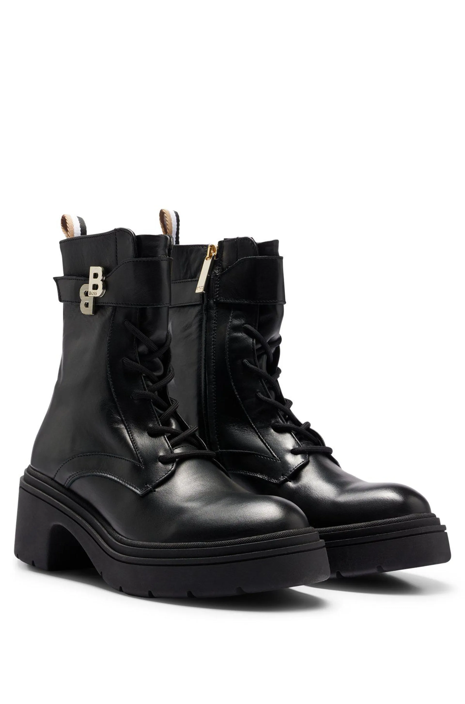 Botas de piel con detalle de monograma doble