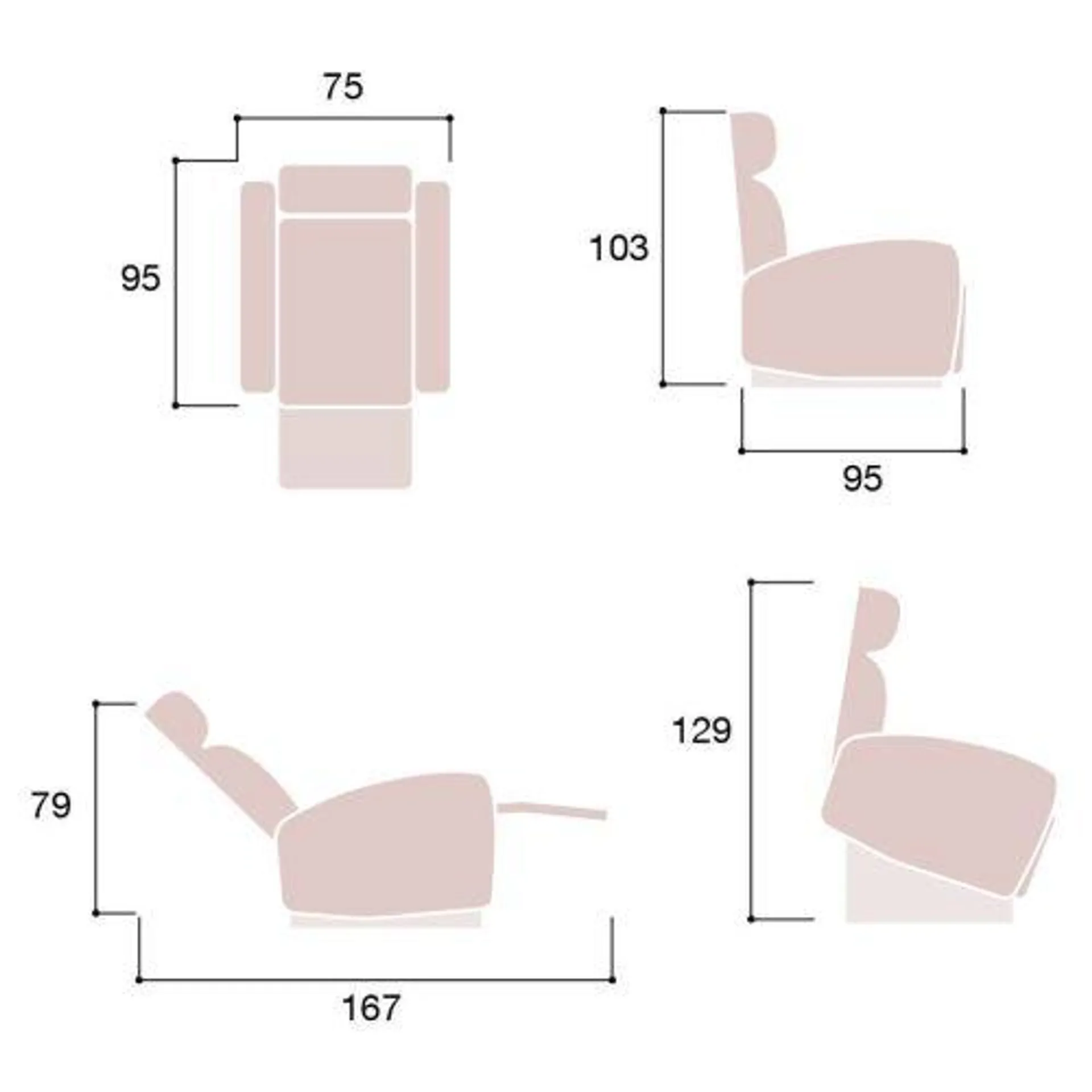 Sillón Levantapersonas Tapizado en tela Gris FIONA