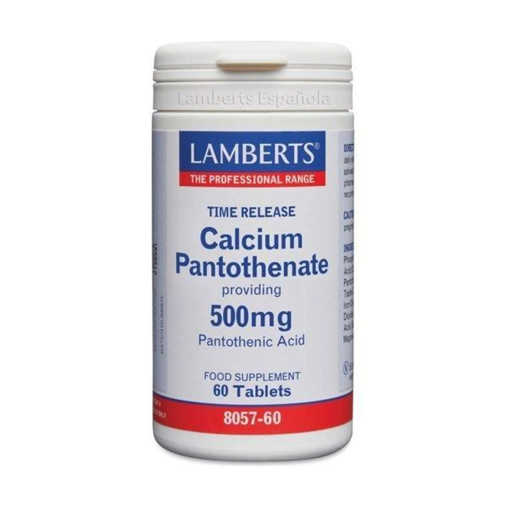 Ácido Pantoténico o Vitamina B5 como Pantotenato de Calcio 500 mg – Lamberts