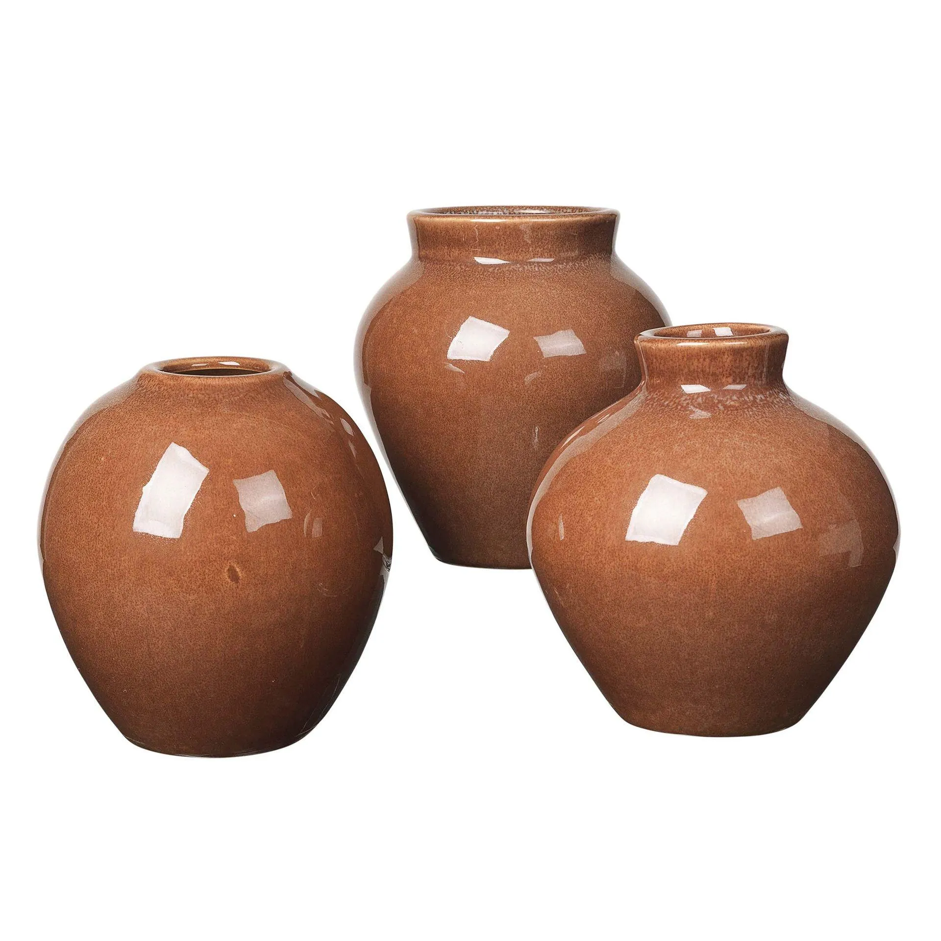 Ingrid ceramic vase 14.5 cm 3-pack caramel cafe