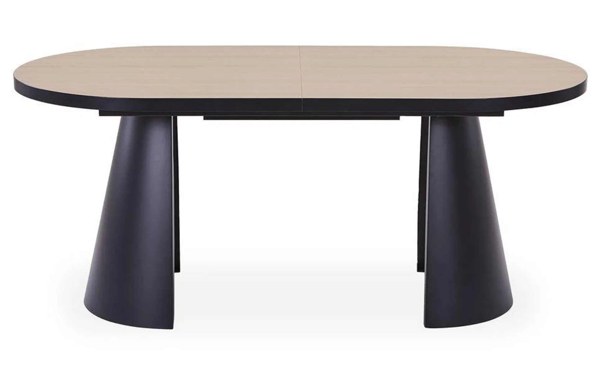 Mesa oval extensible 180-240cm Conak Madera clara y patas de metal negro