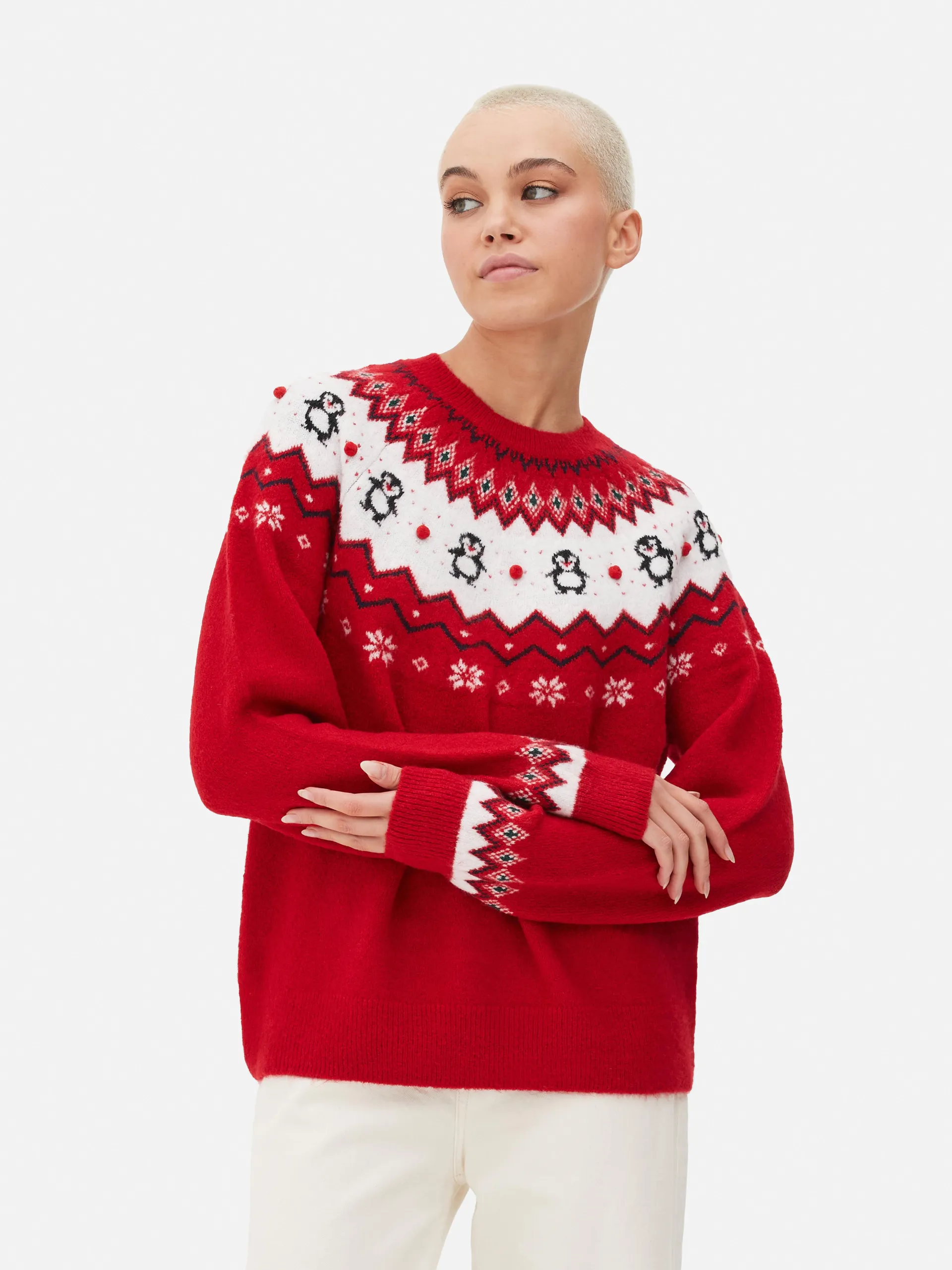 Weihnachtspullover mit Norwegermuster für Damen
