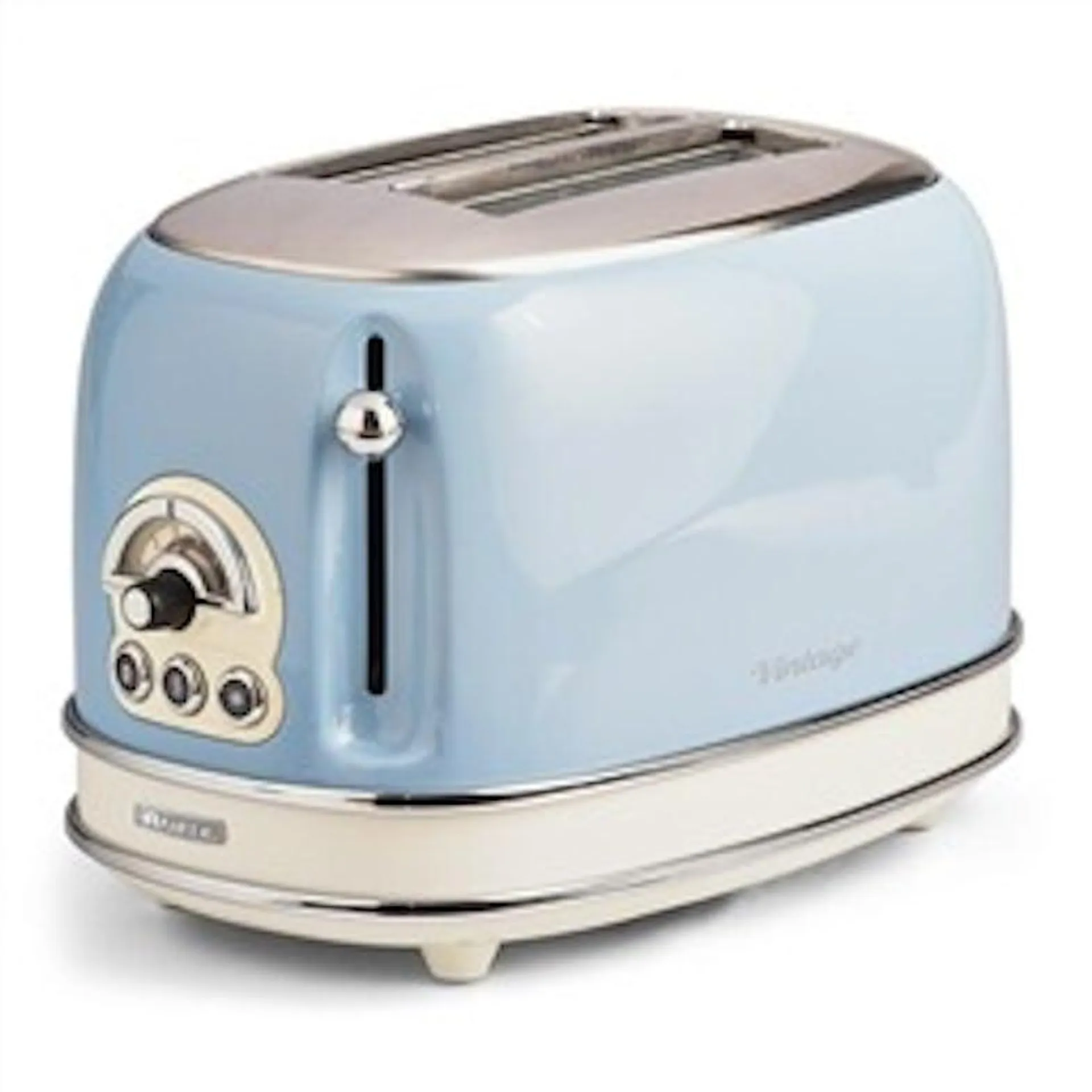 Ariete 155BL Retro broodrooster met 2 sleuven vintage blauw met 6 bruiningsstanden en brede roostersleuven, 810 watt