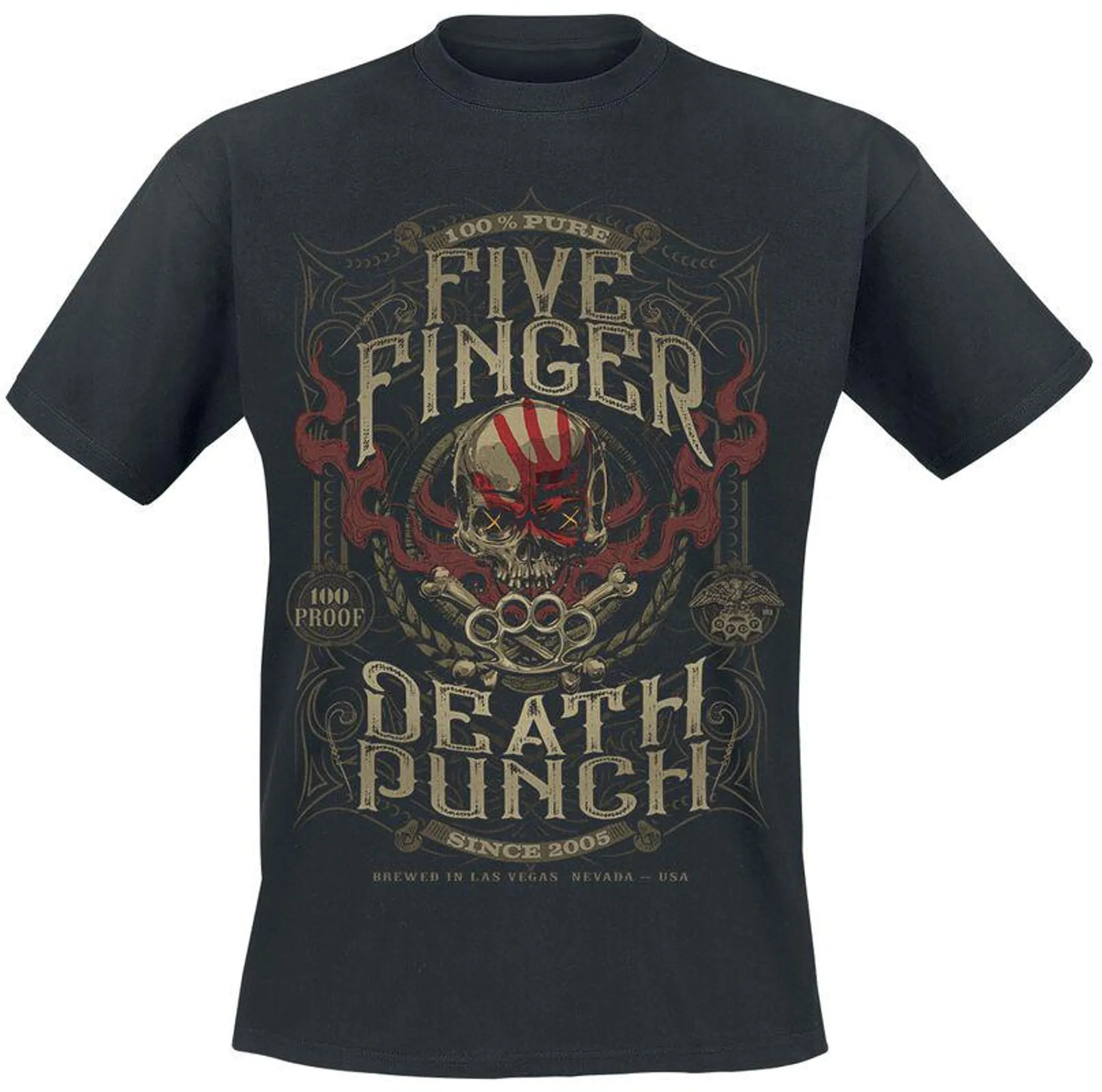 "100 Proof T-shirt #A1" Camiseta Negro de Five Finger Death Punch