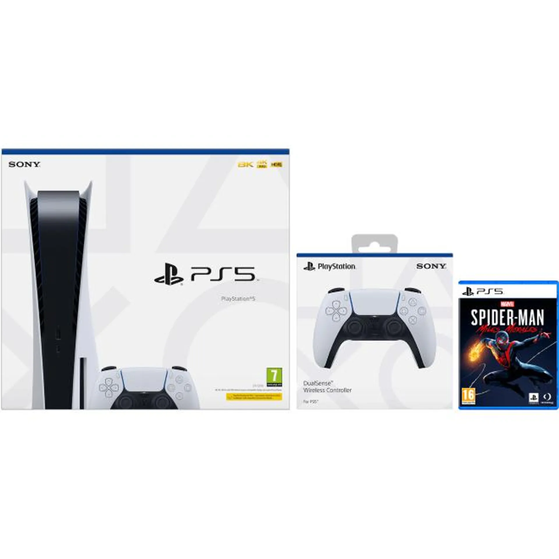 PlayStation PS5 stand con Dualsense y Spiderman
