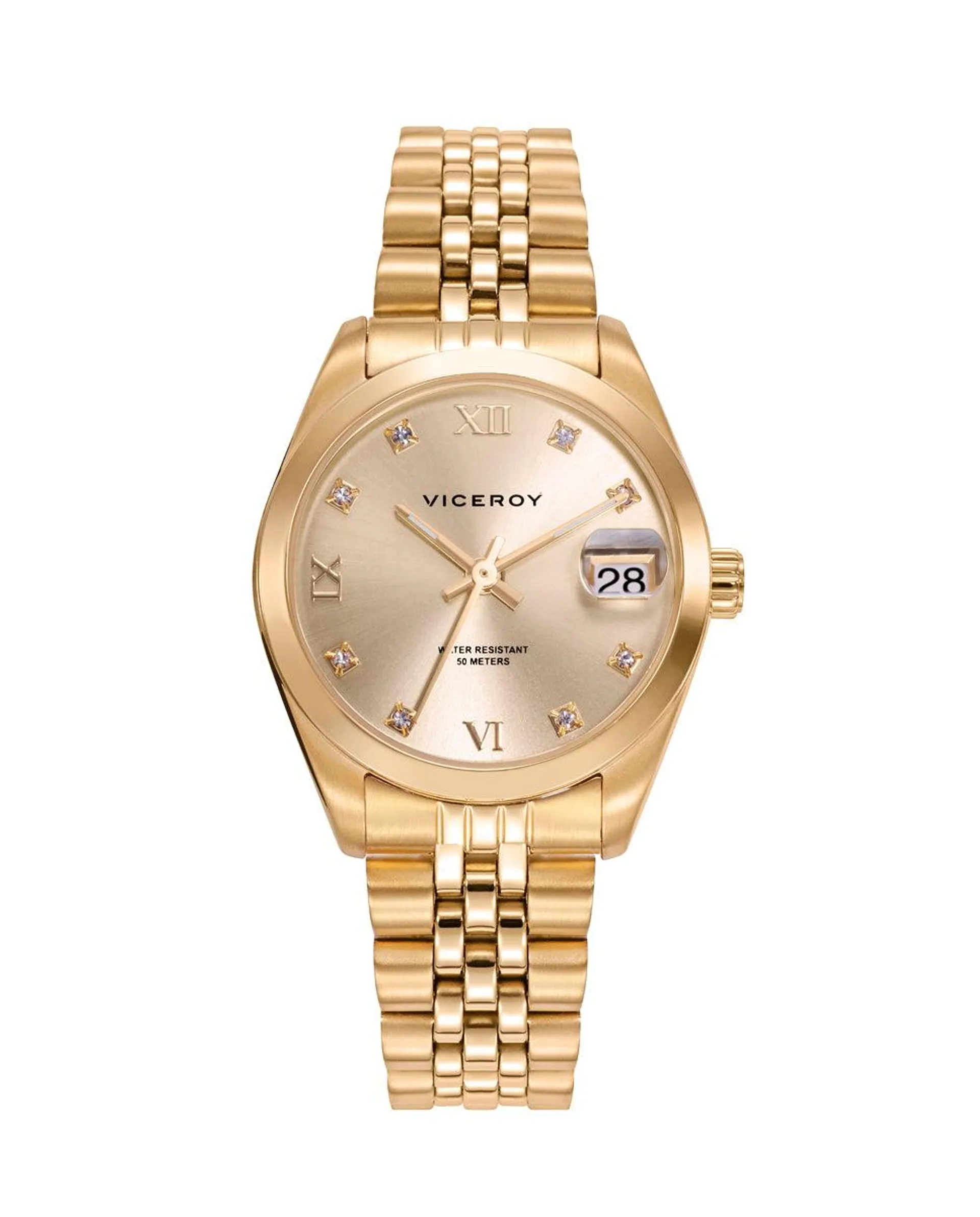 Reloj de mujer Chic de acero con esfera dorada IP dorado