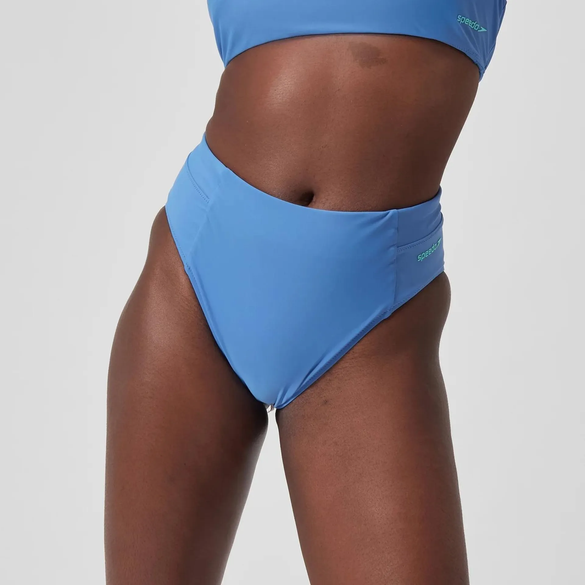 Braga de bikini lisa de cintura alta para mujer, azul