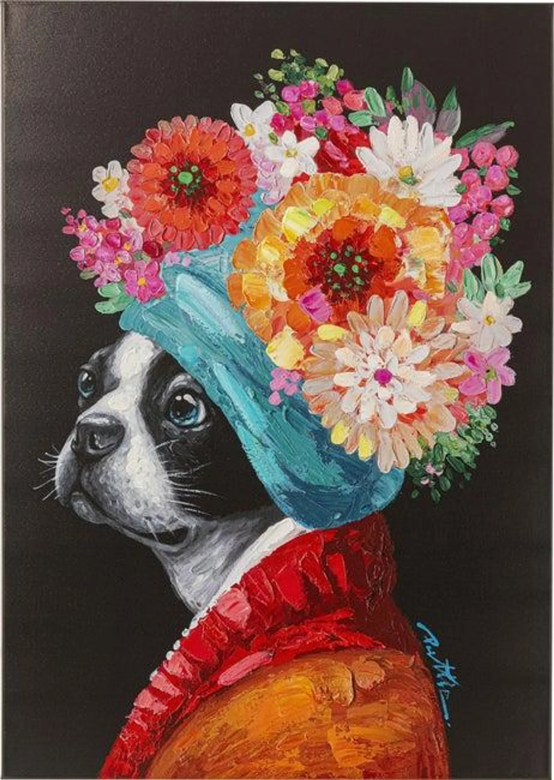 Cuadro lienzo Flowery Dog 70x100cm