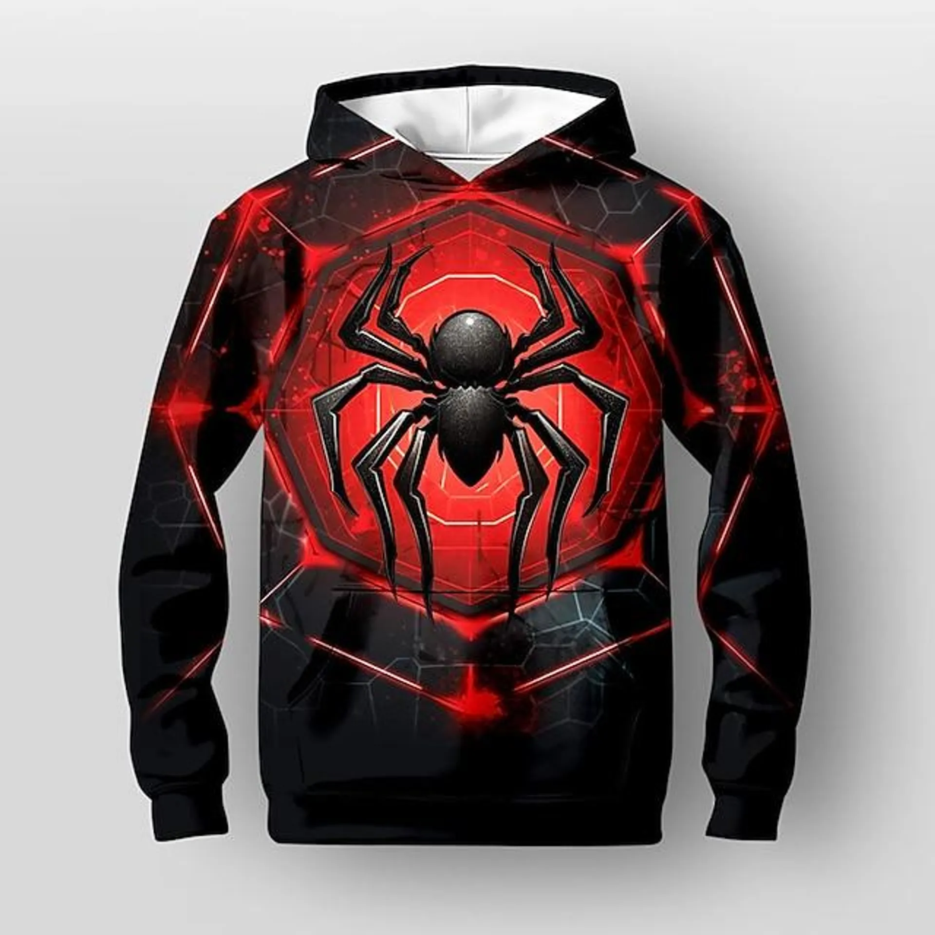 Niños 3d araña sudadera con capucha jersey manga larga estampado 3d otoño invierno moda ropa de calle fresco poliéster niños 3-12 años al aire libre casual diario ajuste regular