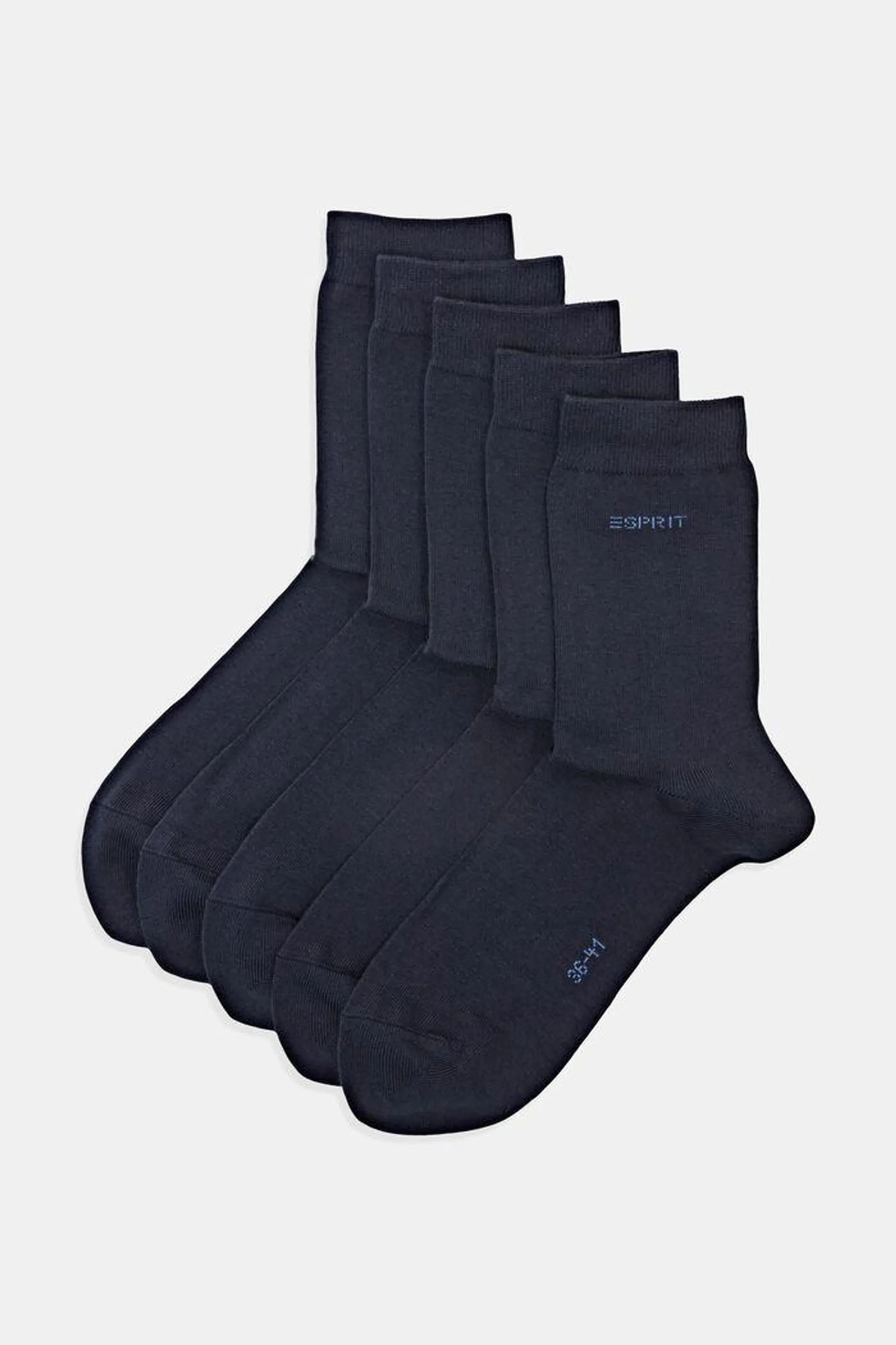 Pack de cinco pares de calcetines unicolor, algodón ecológico
