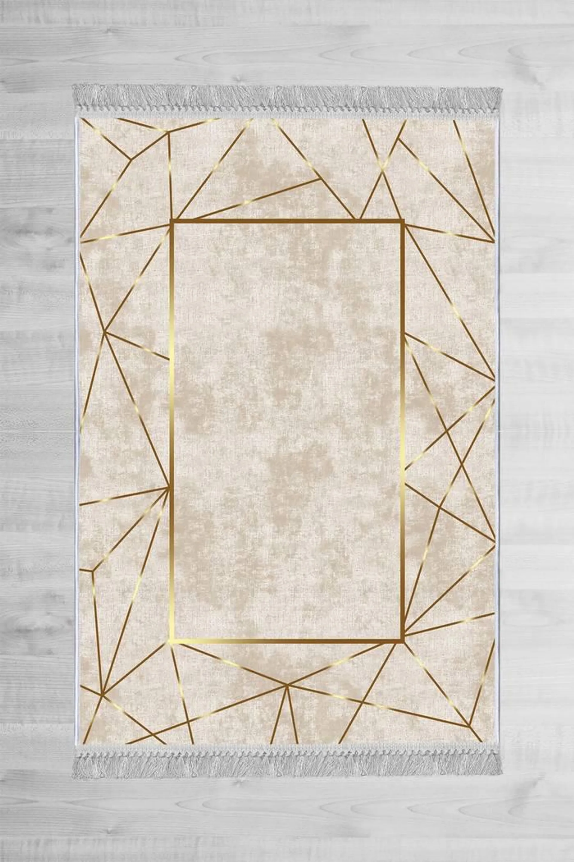 Alfombra Bayard 160x230cm Terciopelo beige y linos dorados