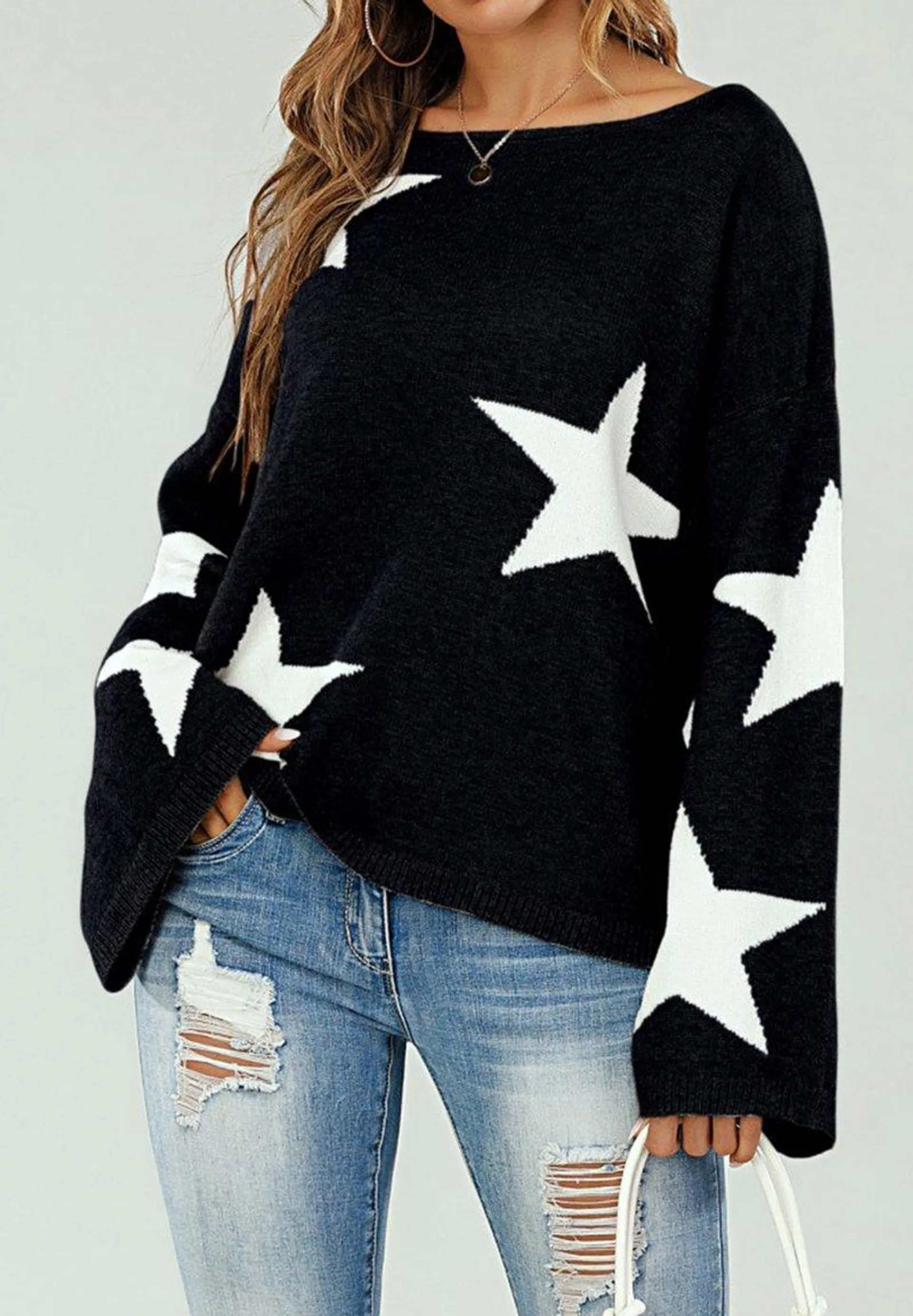 WIDE SLEEVE OVERSIZE - Jersey de punto - black