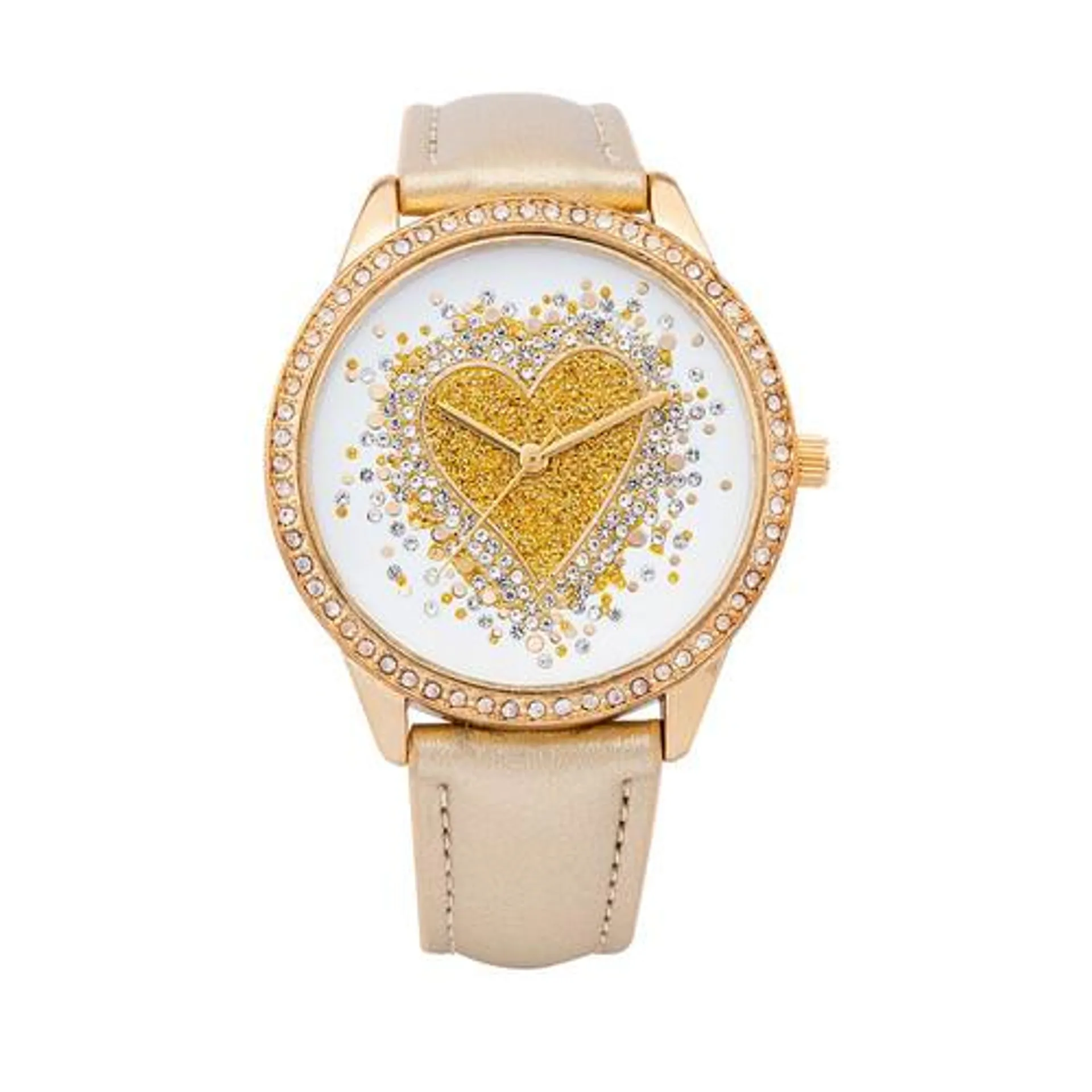Reloj corazón brillante