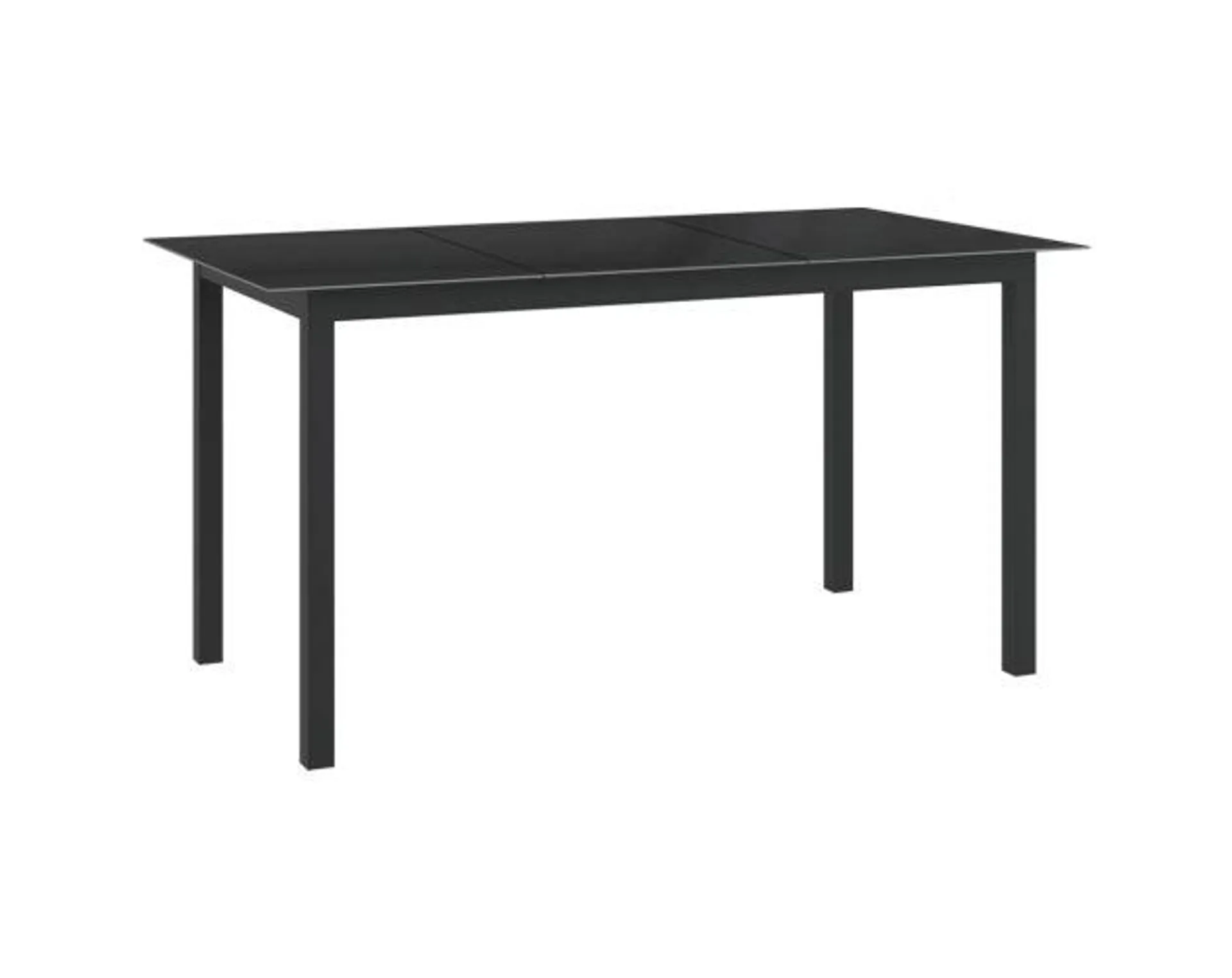 vidaXL mesa de jardín de aluminio y vidrio negro 150x90x74 cm