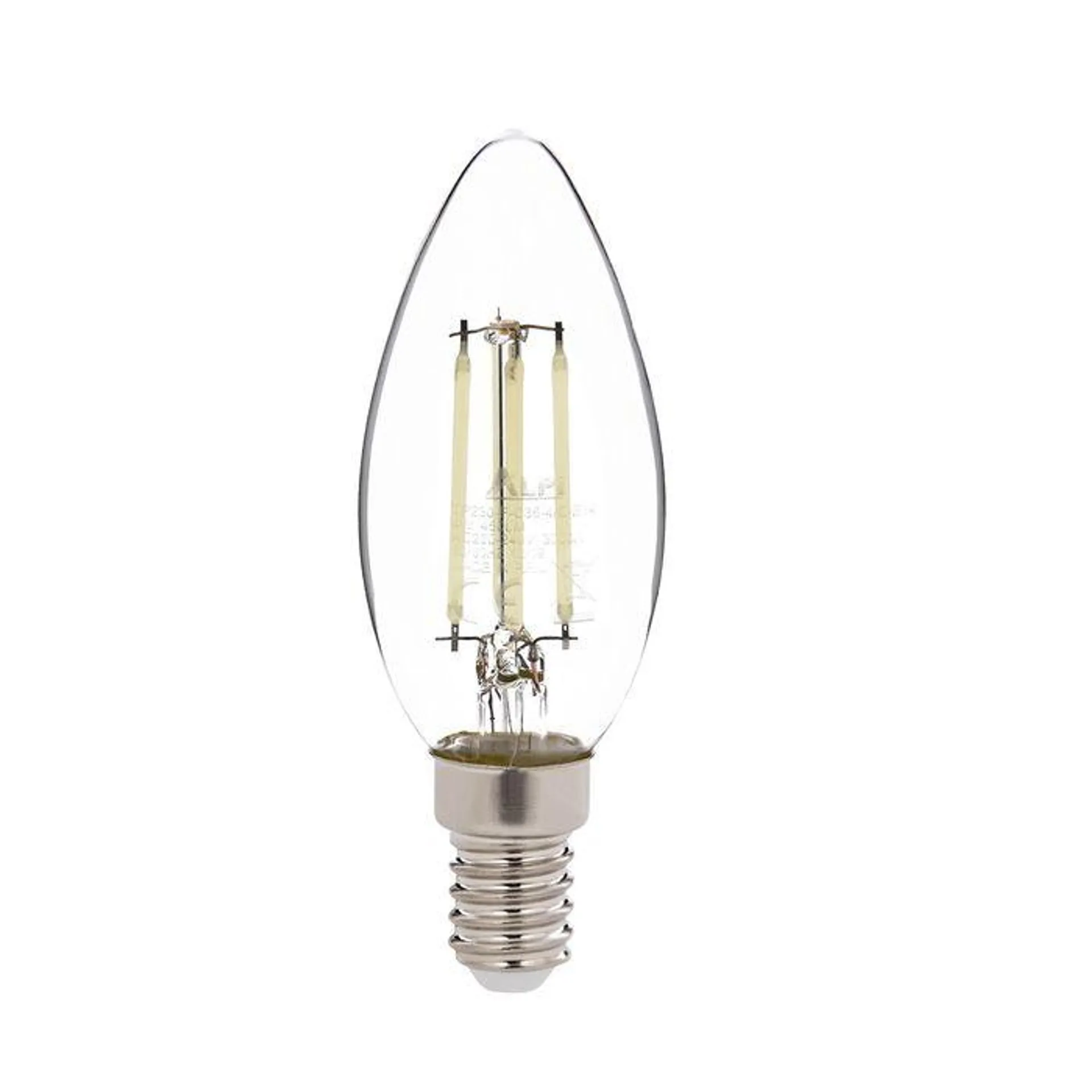 E14 Claritas 6500K 4 Watt LED Flame Bulb Transparent Glass